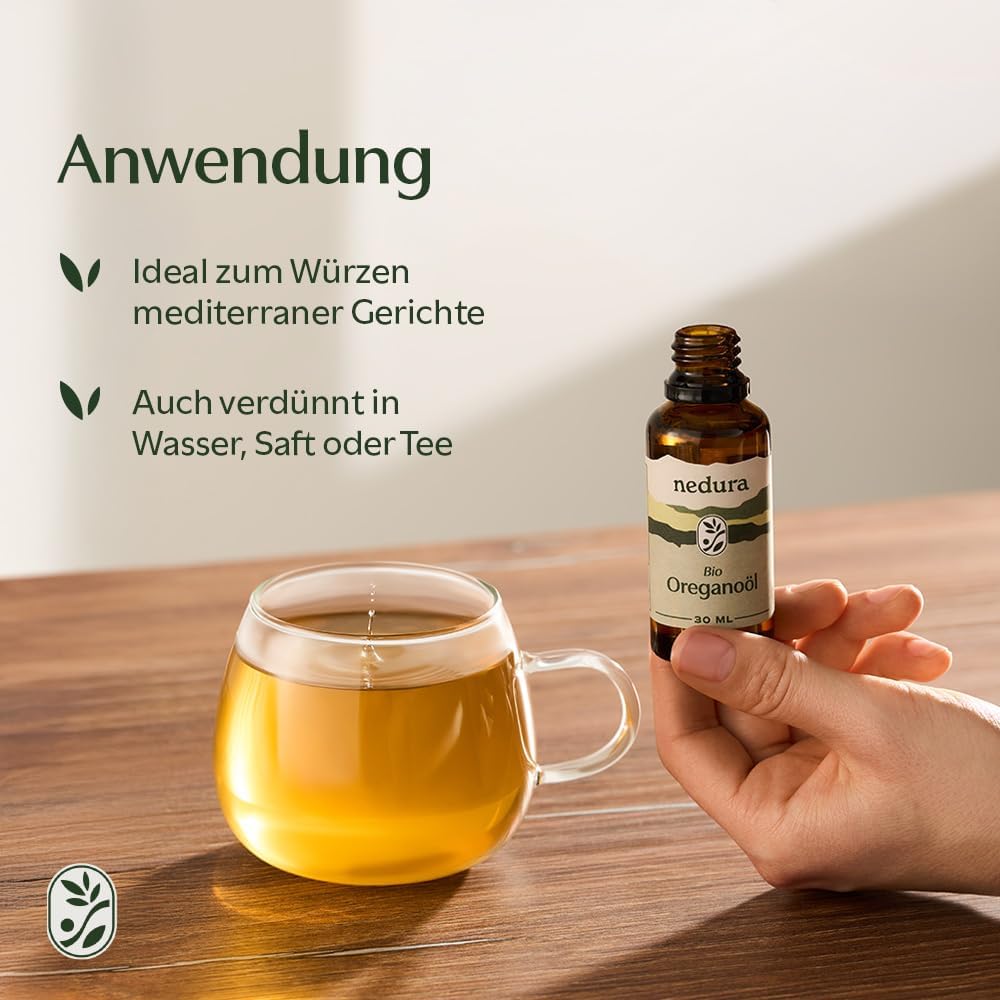 Thumbnail 3 de nedura® BIO Oregano Öl (100% Naturreines Oreganoöl) +82% Carvacrol, Lebensmittelqualität, 30 ml