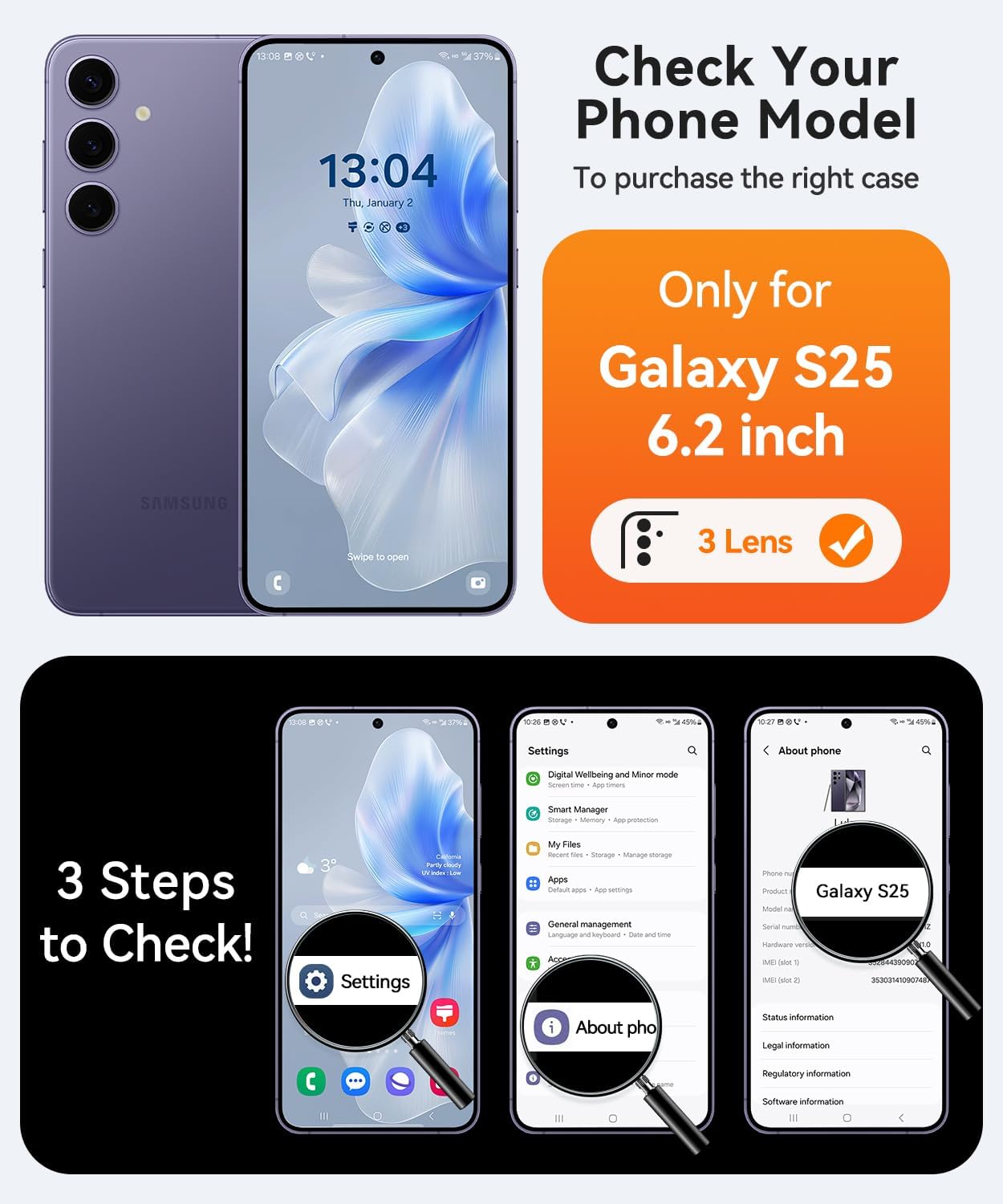 Thumbnail 1 de CANSHN Cover Magnetica per Samsung Galaxy S25 con cavalletto e protezione fotocamera – Custodia sottile opaca