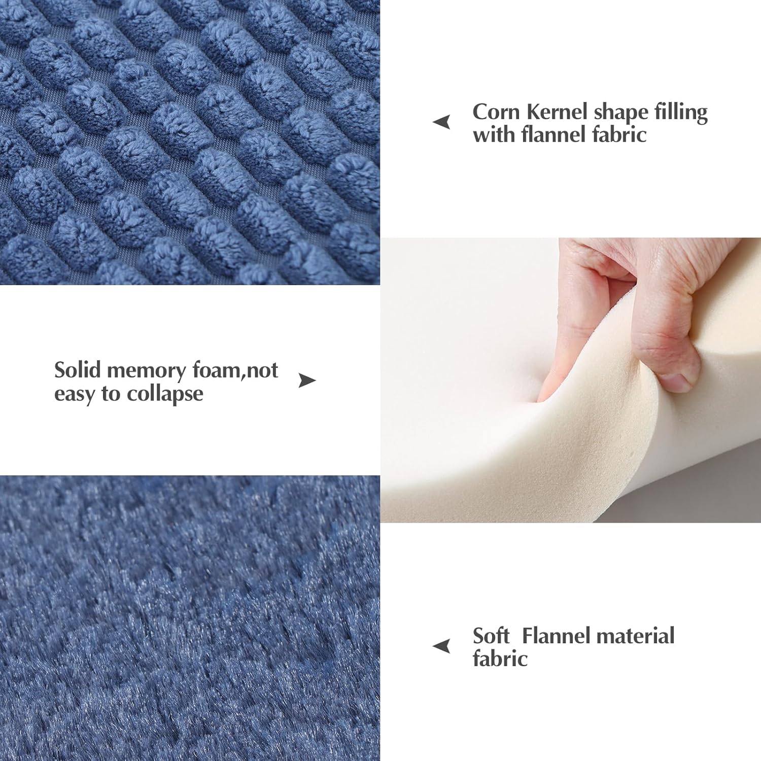 Detalle de BVAGSS Orthopädisches Hundebett 76x50x4 cm Navy – Waschbar, eierförmiger Schaum, weicher Plüsch