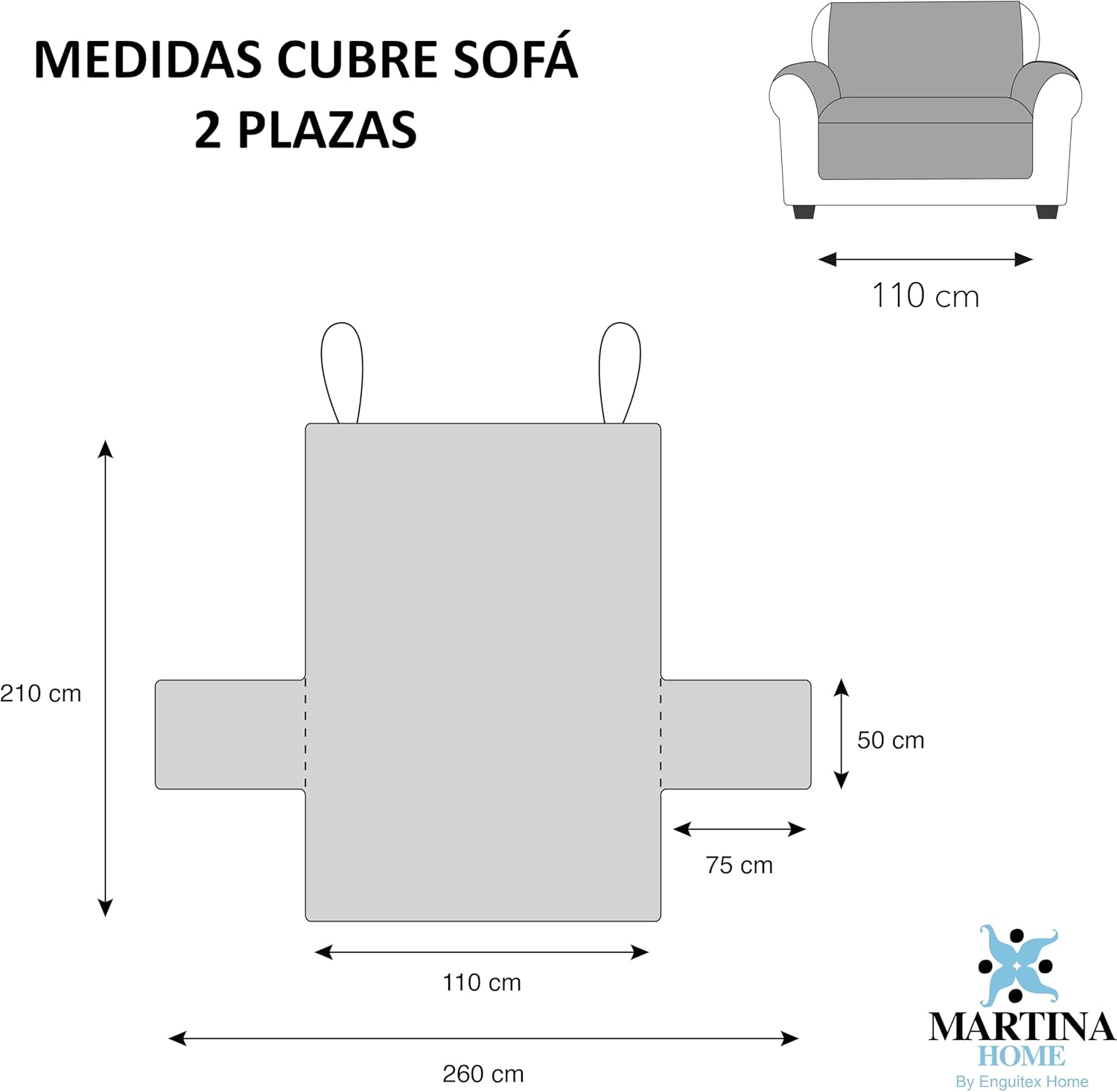 Thumbnail 2 de Martina Home Diamond Copridivano imbottito 2 Posti – Grigio/Antracite: copertura reversibile e imbottita