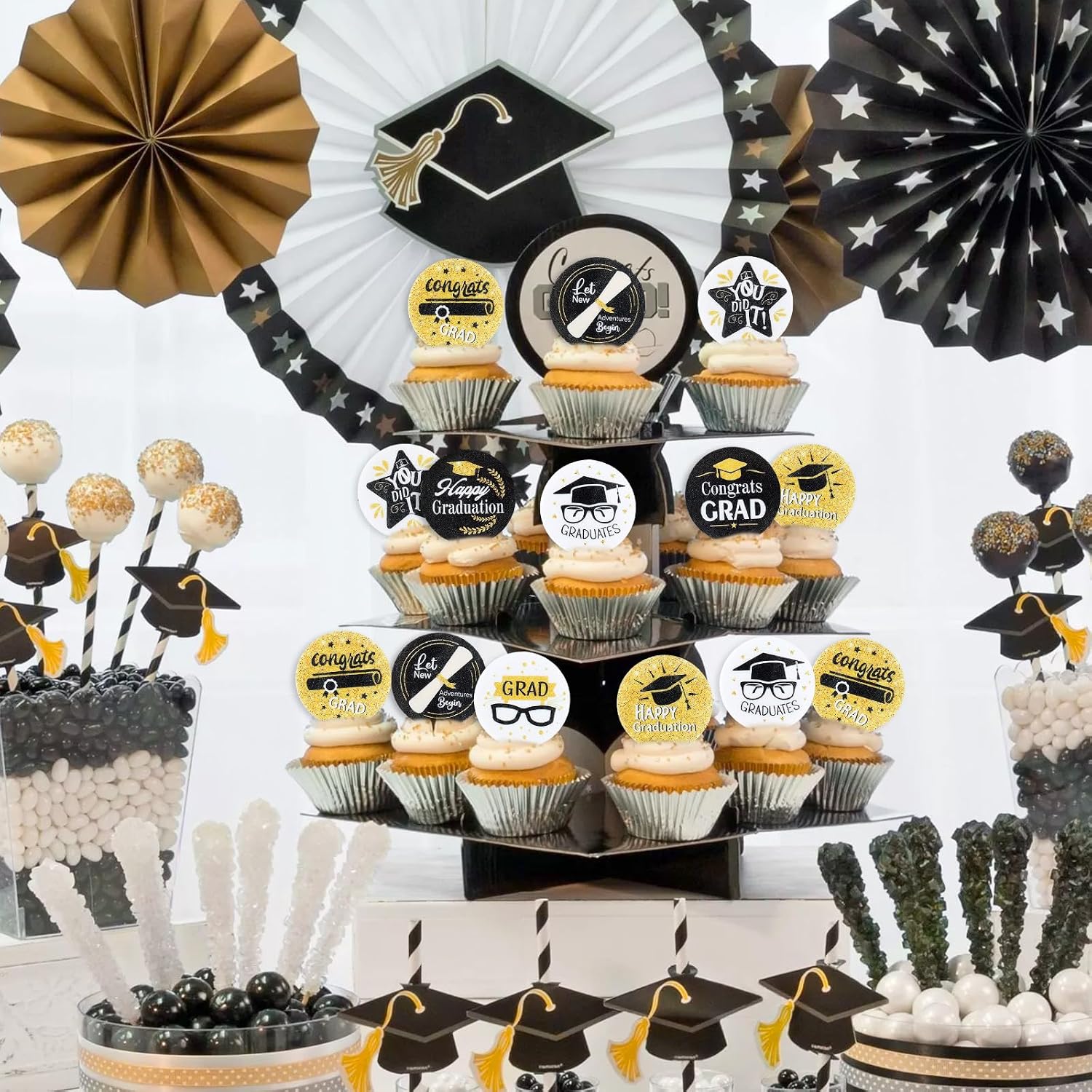 Detalle de Keaziu 2026 Graduation Edible Cupcake Toppers, 40 Rice Paper Circles