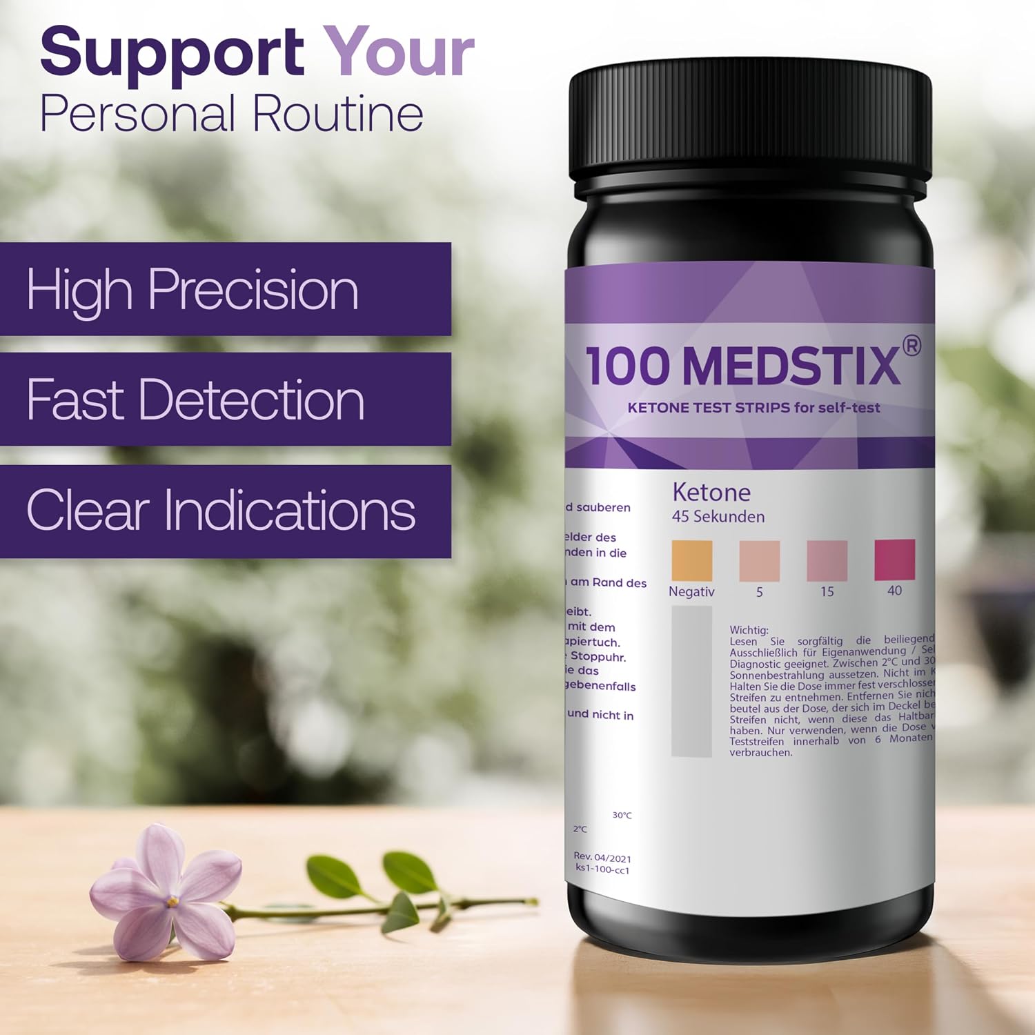 Detalle de MedStix mv-ks1-100 ketoseteststrips voor urine, 100 stuks