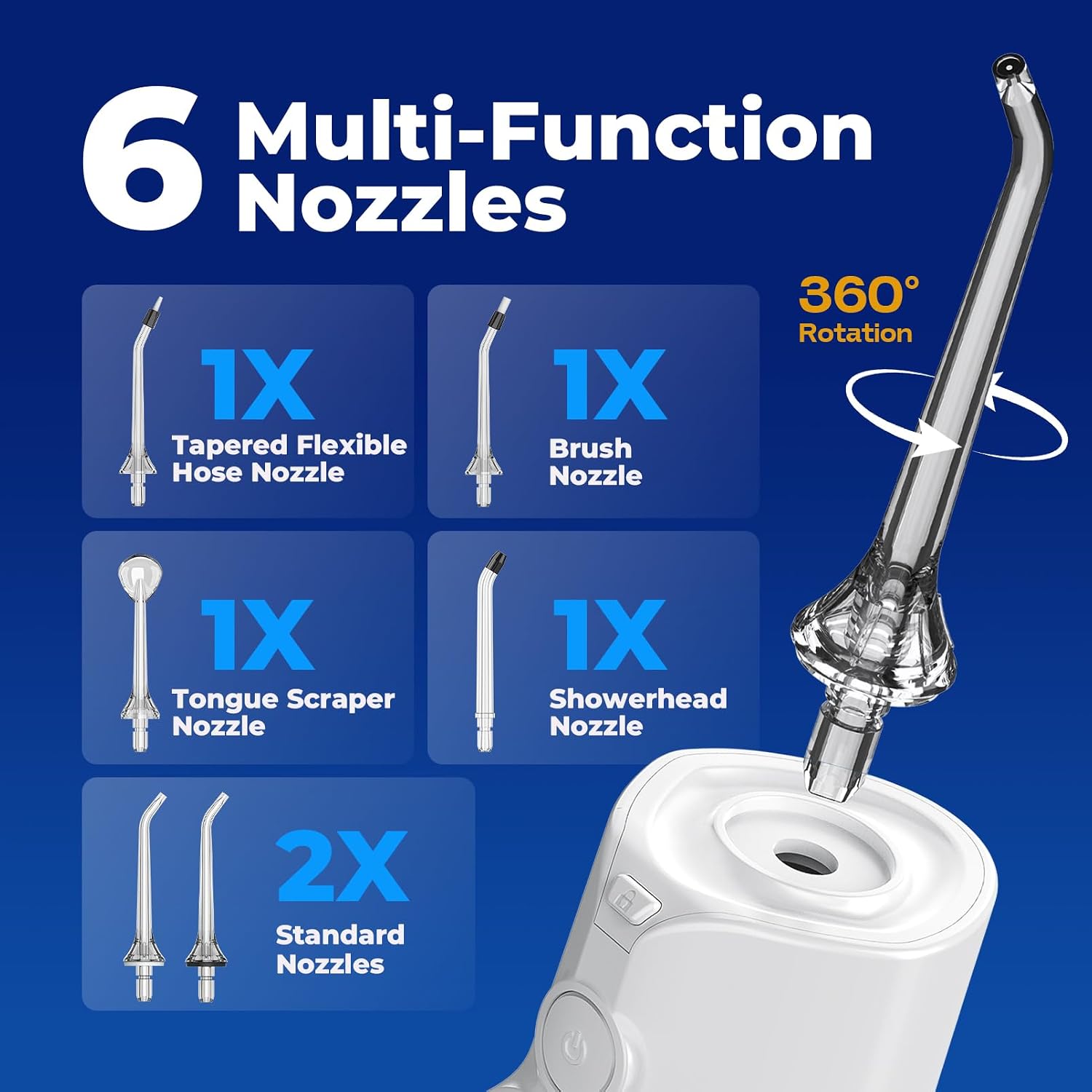 Thumbnail 6 de Bezvoi Y215 Cordless Water Flosser, 300 mL Tank, 5 Modes & 6 Tips