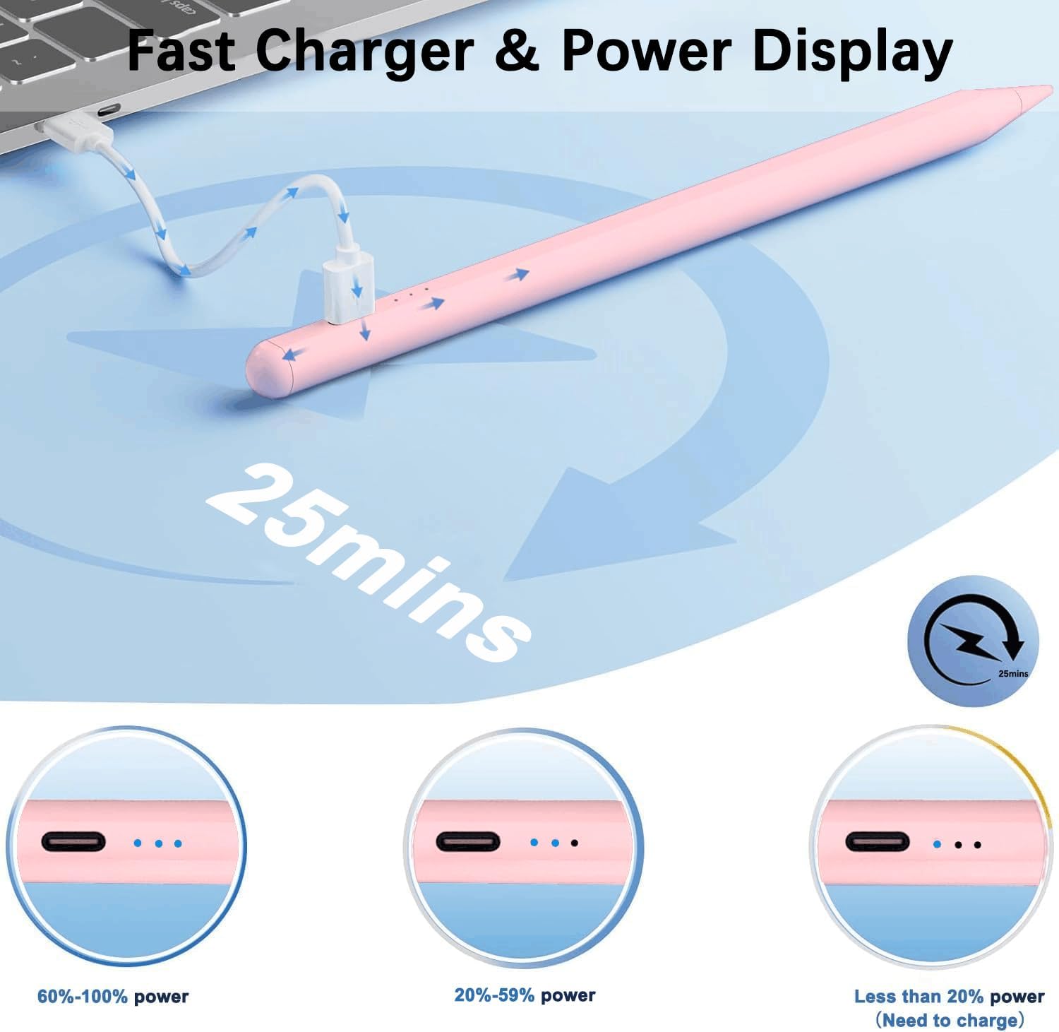 Detalle de EcoPestuGo Stylus Pen for Apple iPad (2018–2026): Tilt, Palm Rejection, Fast Charging