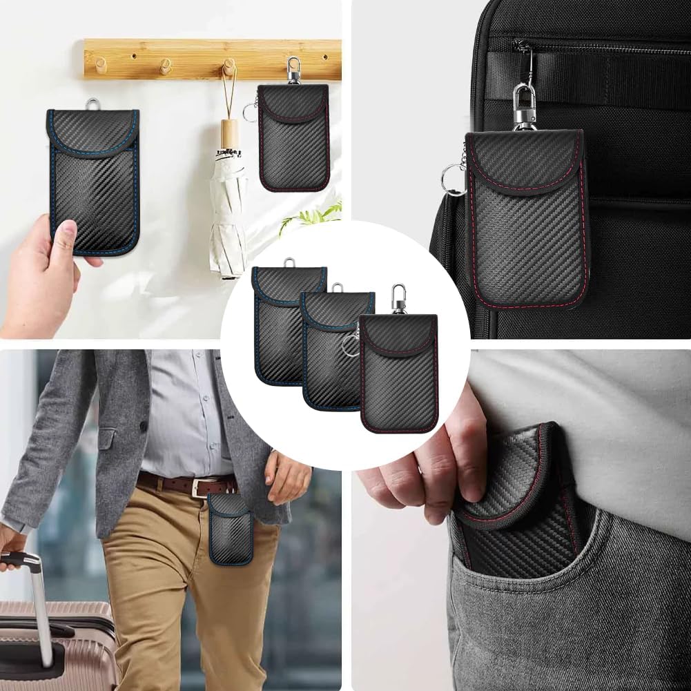 Detalle 2 de Pack of 3 Faraday Pouches for Car Keys – Signal-Blocking Key Bags (3 Pack)