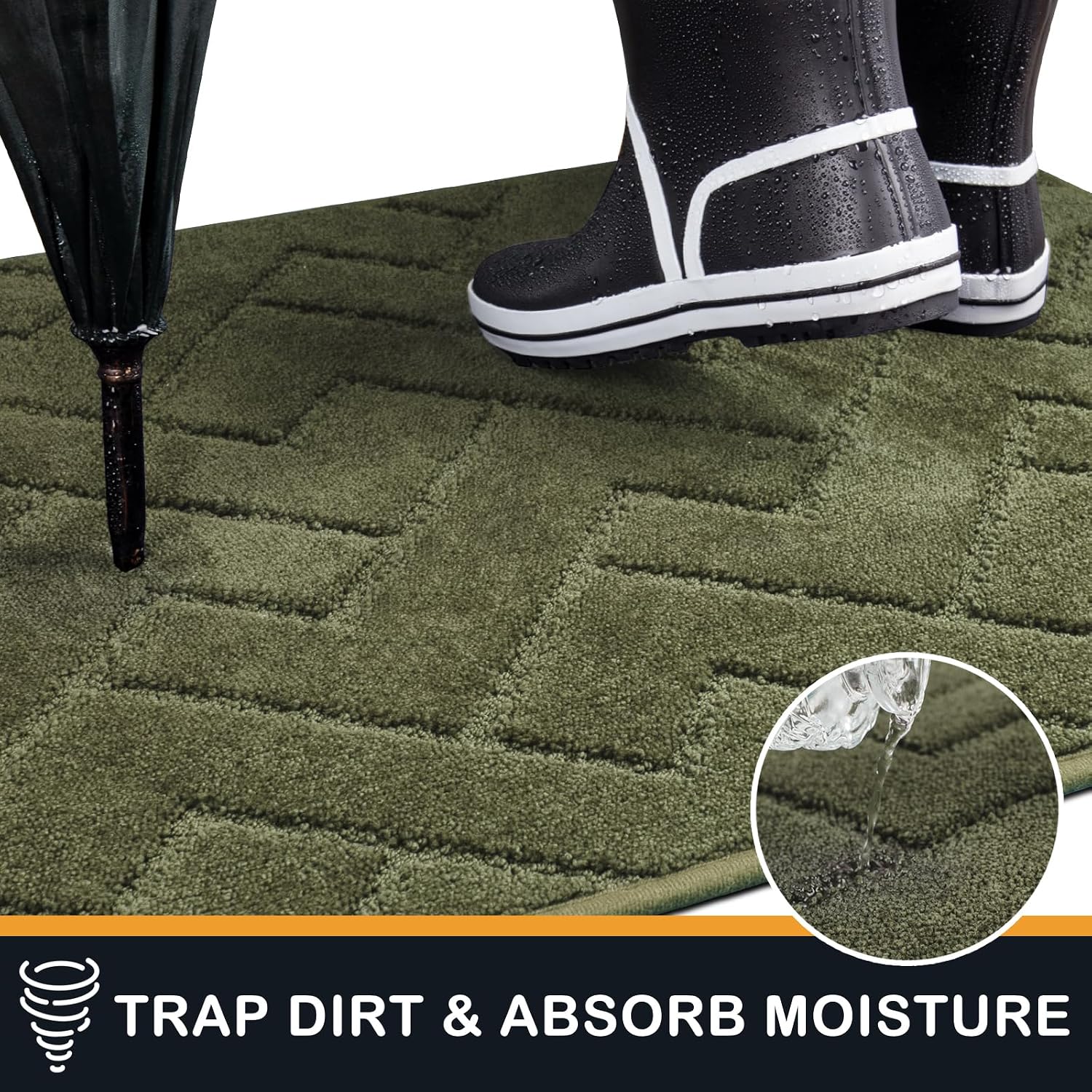 Detalle de Purrugs Dirt Trapping Door Mat 34" x 59" — Non-Slip, Machine-Washable Entry Rug for Muddy Shoes & Paws (Sage Green)