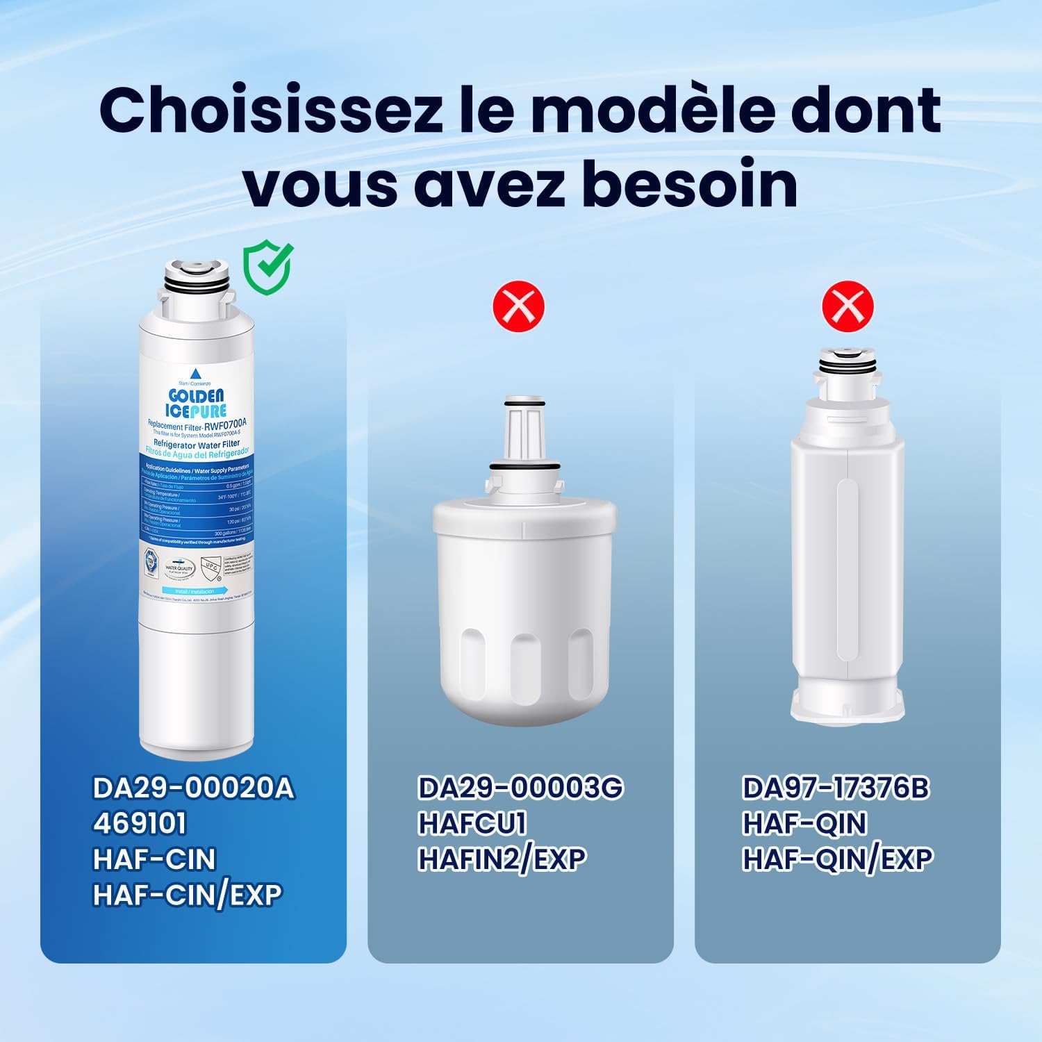 Thumbnail 1 de GOLDEN ICEPURE Filtre à Eau pour Réfrigérateur – Compatible avec Samsung et consort pour une eau plus pure