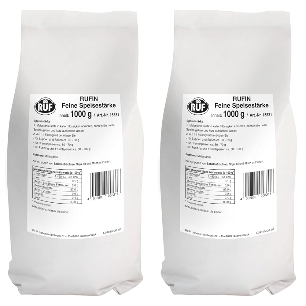 Detalle de RUF Rufin Speisestärke (Großpackung, Mais-Stärke zum Binden & Backen), glutenfrei, 1 x 2500 g