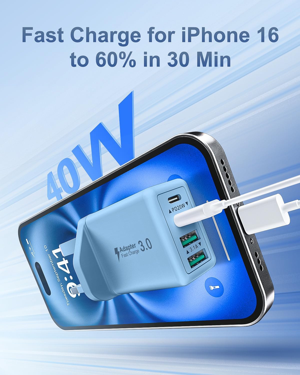 Detalle 2 de 40W 4‑Port USB-C Multi Charger for iPhone and Samsung