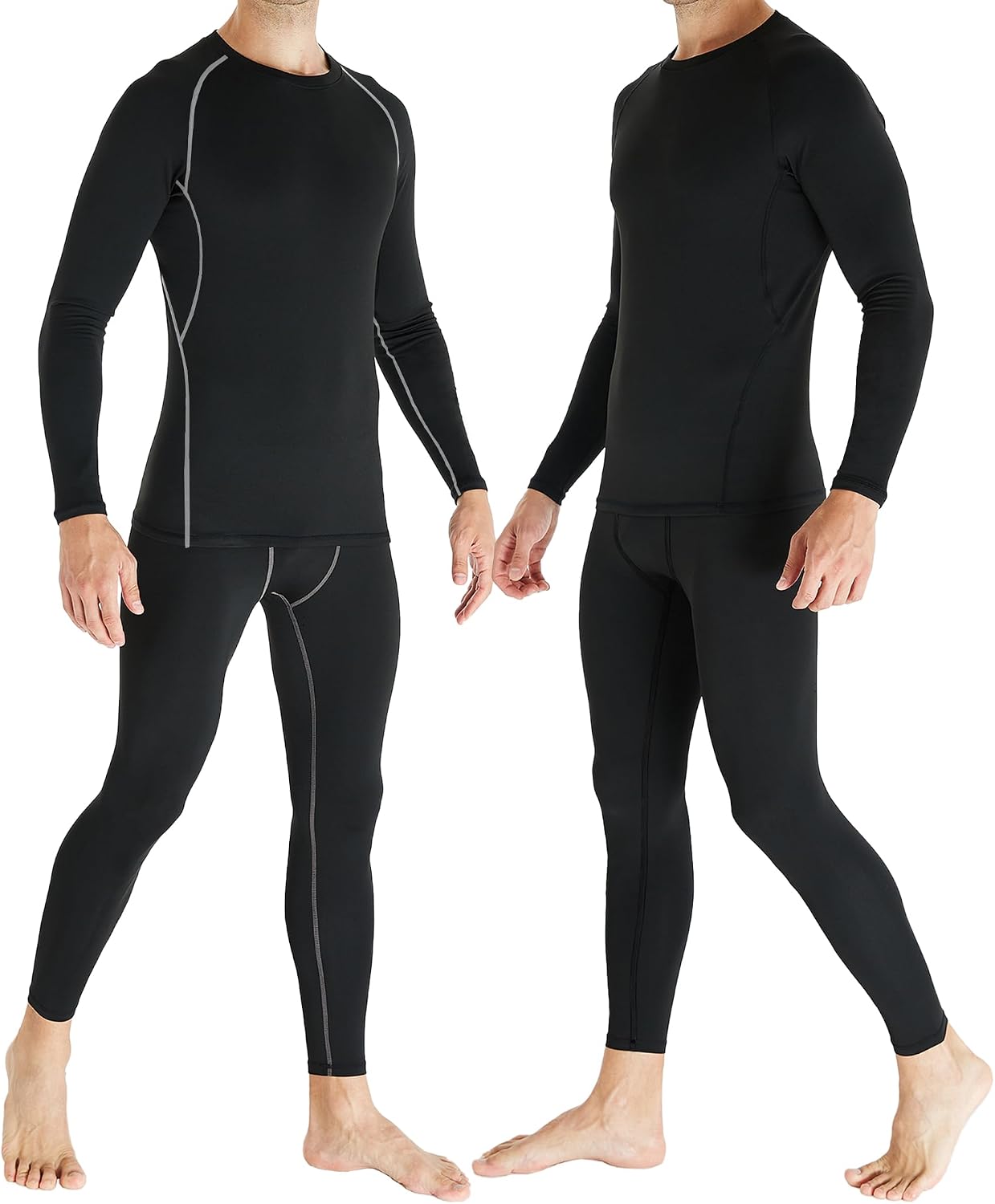 Detalle de TELALEO Men's Thermal Underwear 2-Pack, Fleece-Lined 4-Way Stretch Base Layer