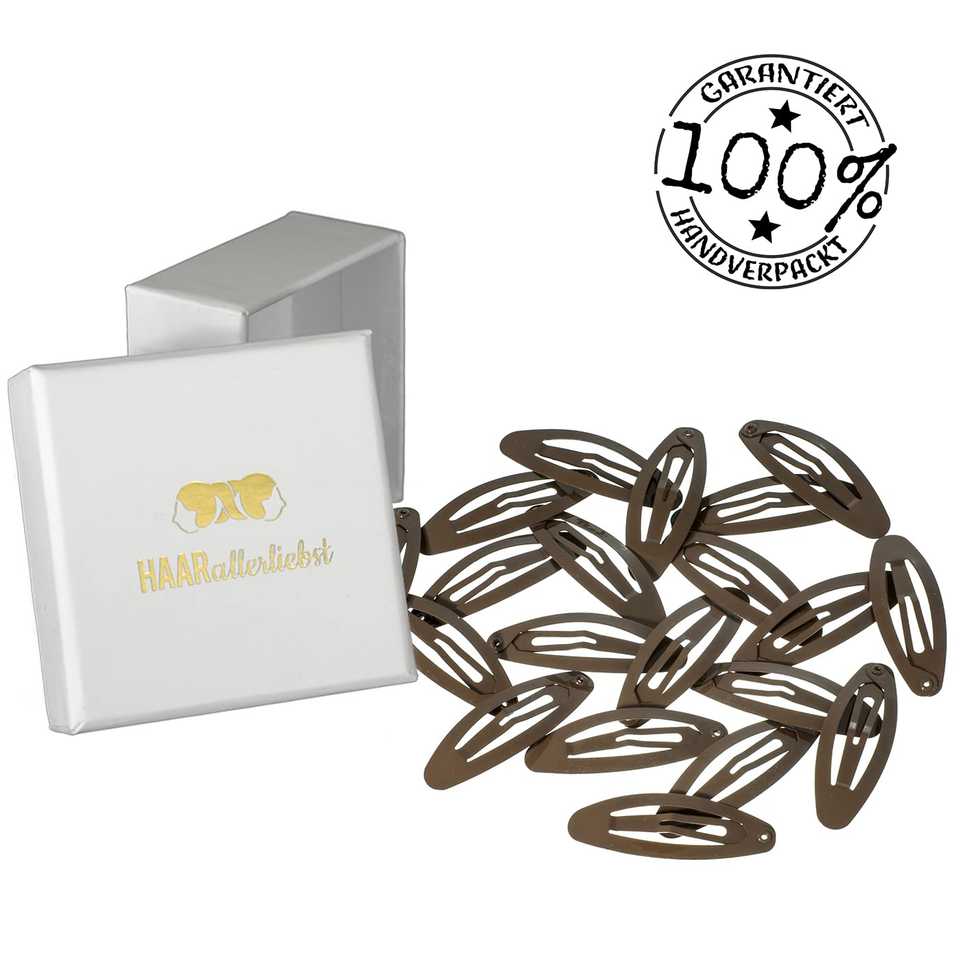 Detalle de Haarallerliebst Haarspangen Oval 5 cm, 20 Stück in Braun mit Aufbewahrungsbox – Unsichtbarer Halt für Kinder und Damen