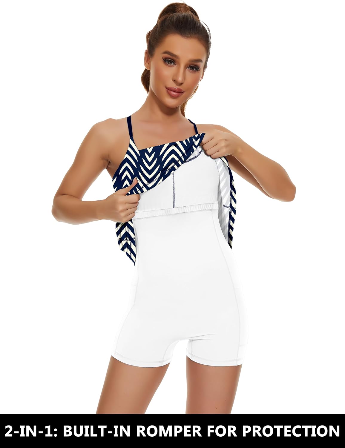 Detalle de Womens Tennis Dress: 2-in-1 Golf Workout Dress with Built-in Bra & Shorts Pockets