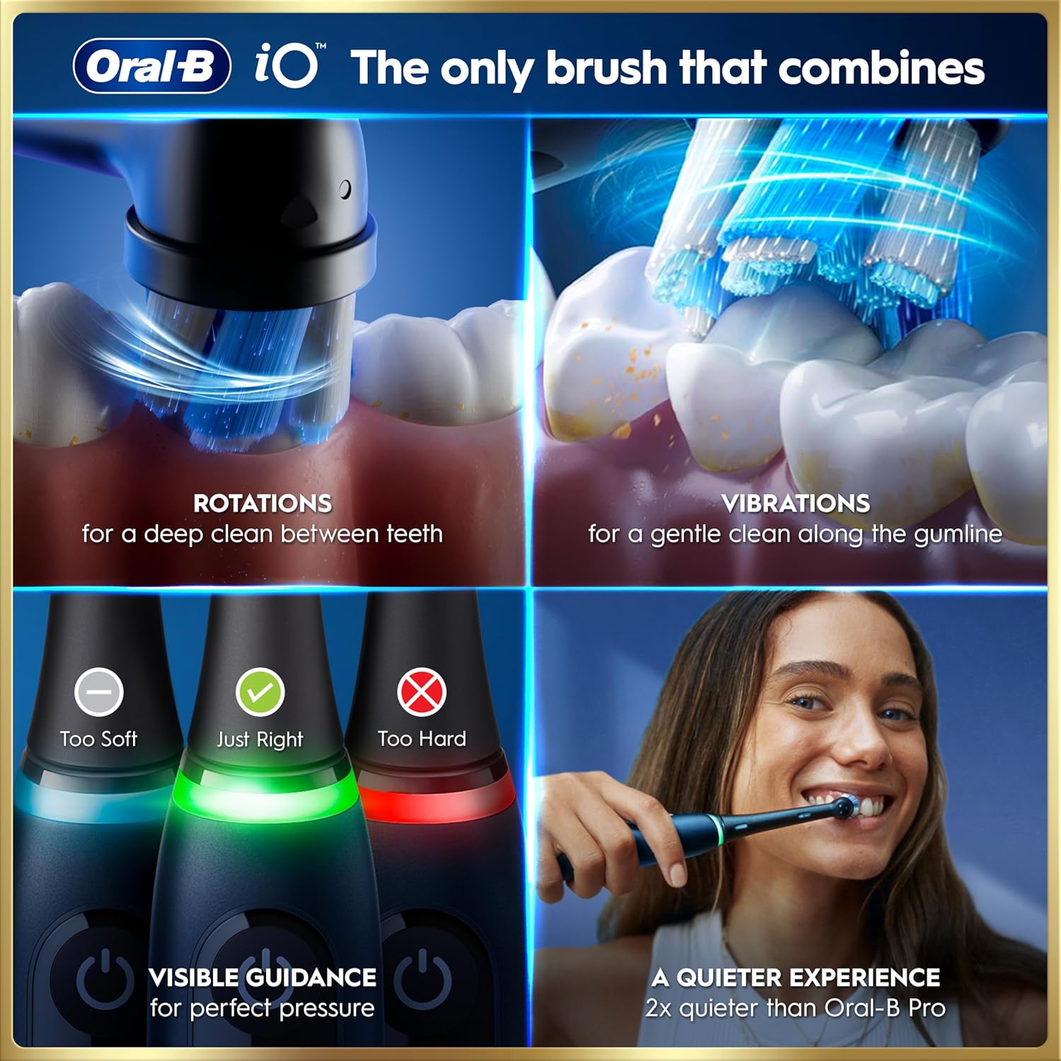 Thumbnail 4 de Oral-B iO 9 Electric Toothbrush (Sapphire Blue) with 3 brush heads, fast magnetic charger & travel case