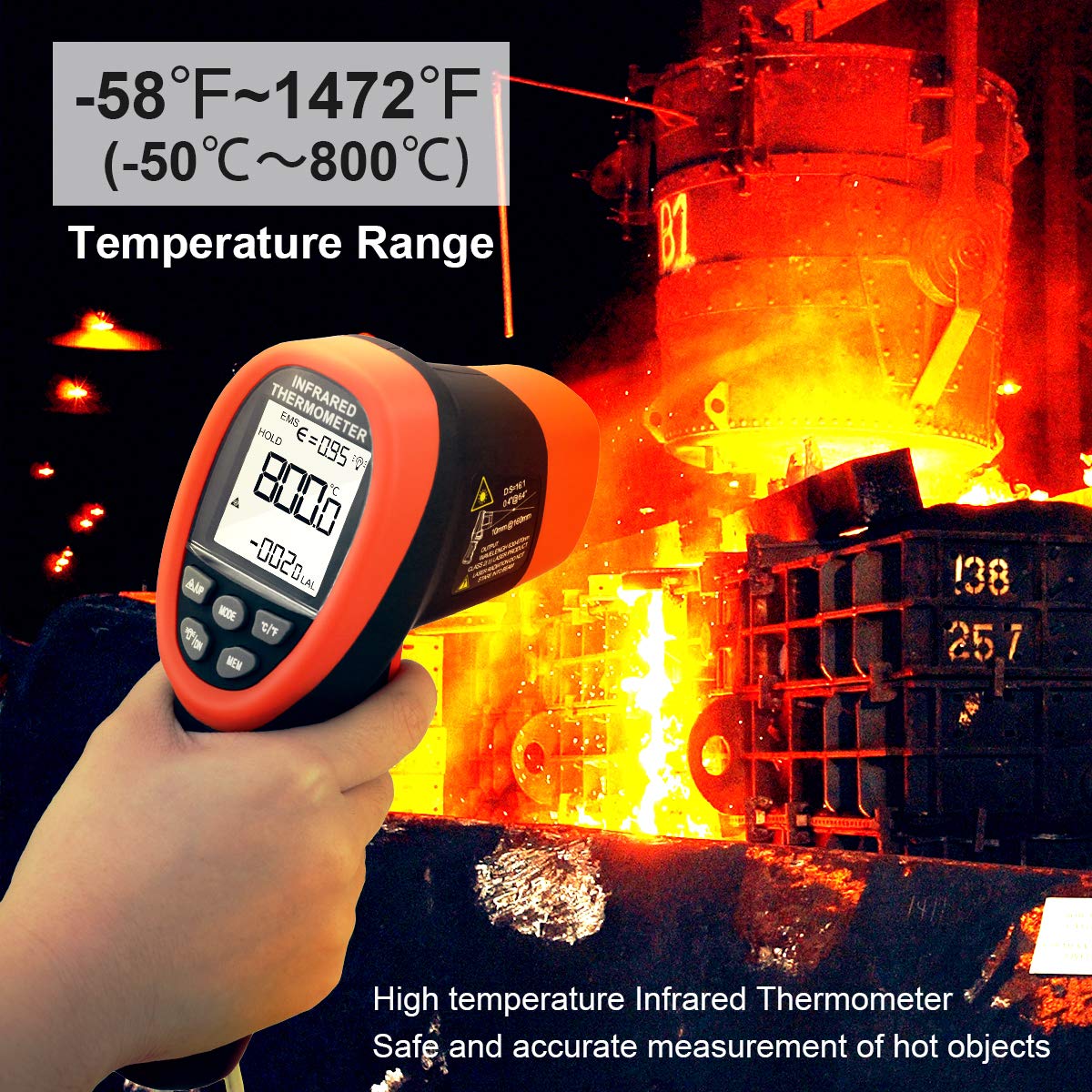 Thumbnail 5 de AOPUTTRIVER AP-985C-APP non-contact infrared thermometer (IR) for -50°C to 800°C measurements