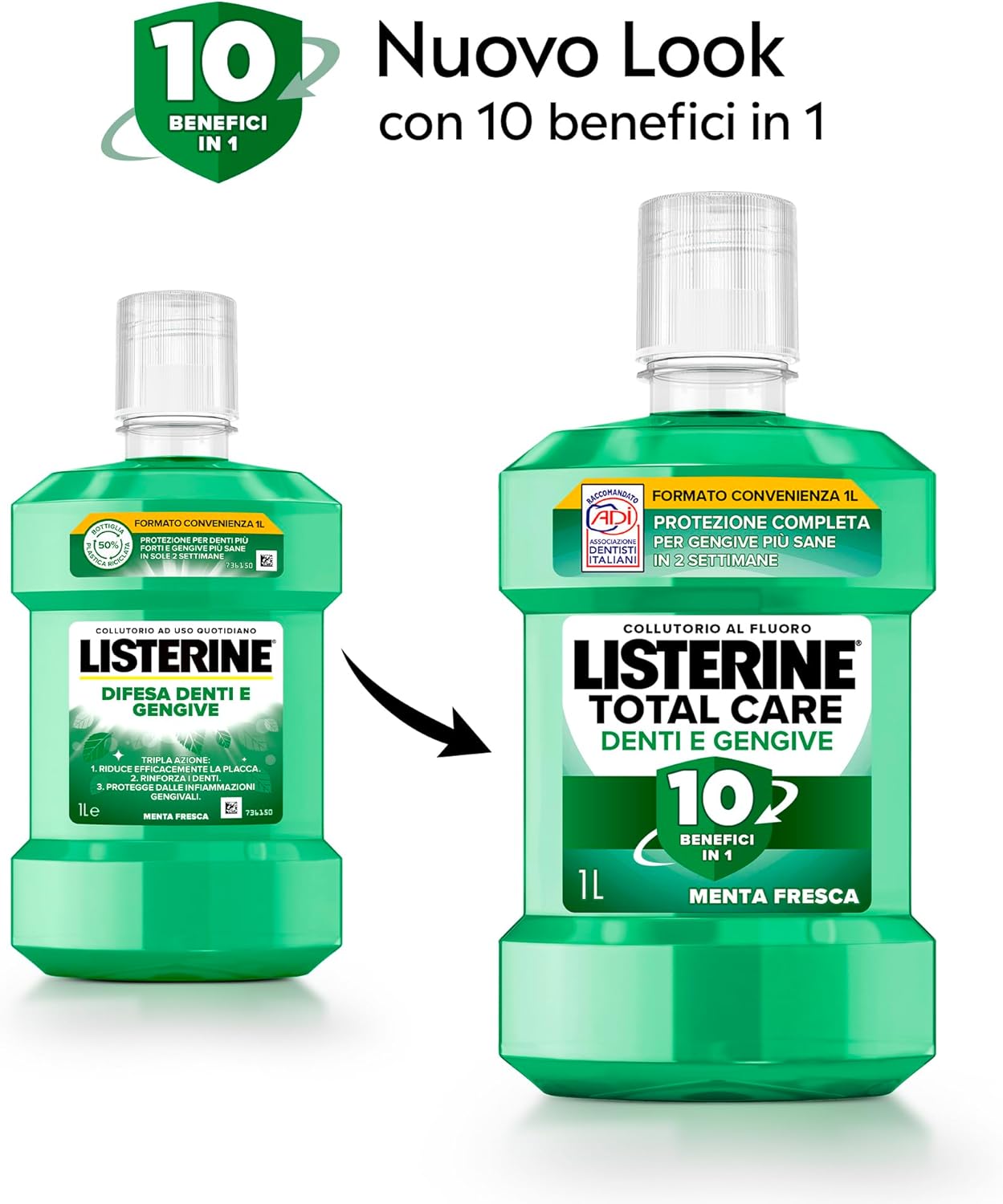 Thumbnail 6 de Listerine Total Care Denti e Gengive collutorio al fluoro 10 benefici in 1, menta fresca (confezione 2x1L)