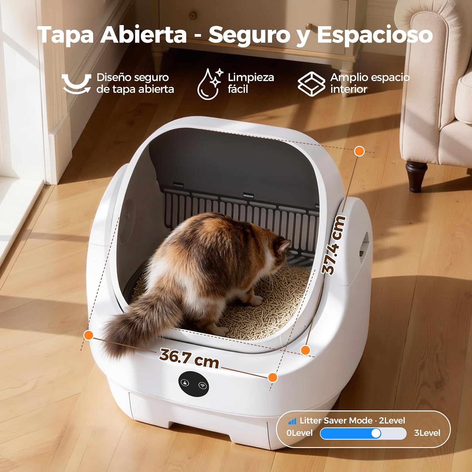 Detalle 2 de Ellenpent Arenero autolimpiable abierto 9L