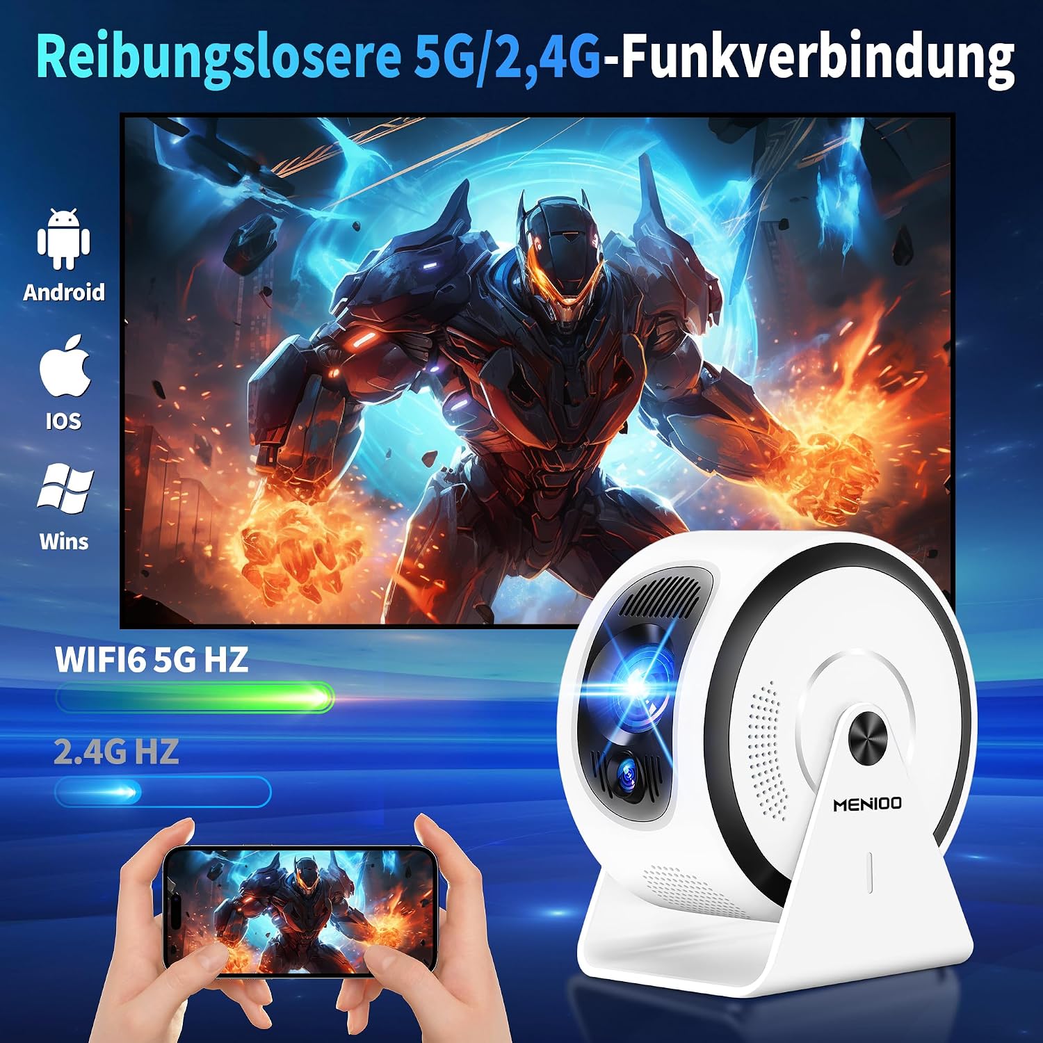Thumbnail 5 de Mini Smart-Projektor mit 1080P und WiFi 6
