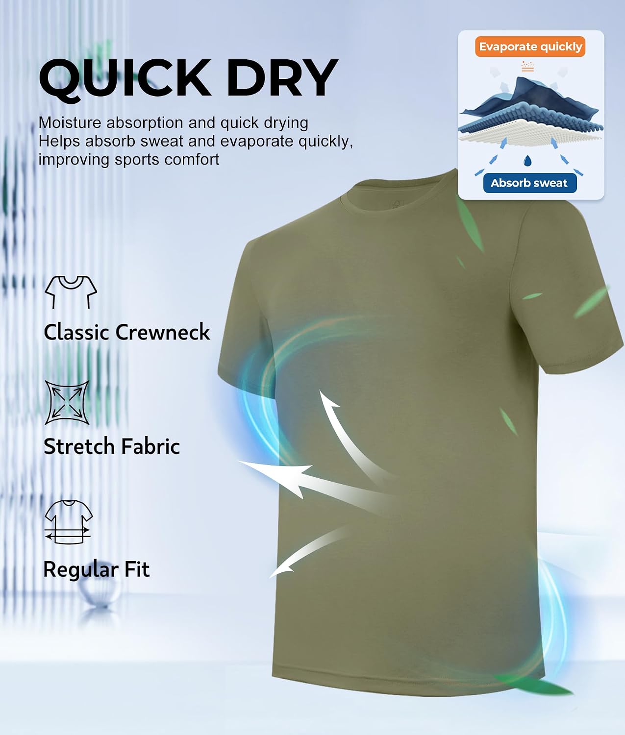Thumbnail 2 de BAMBOO COOL Mens Undershirts Pack: Soft, Moisture-Wicking Bamboo Tees for Everyday Comfort