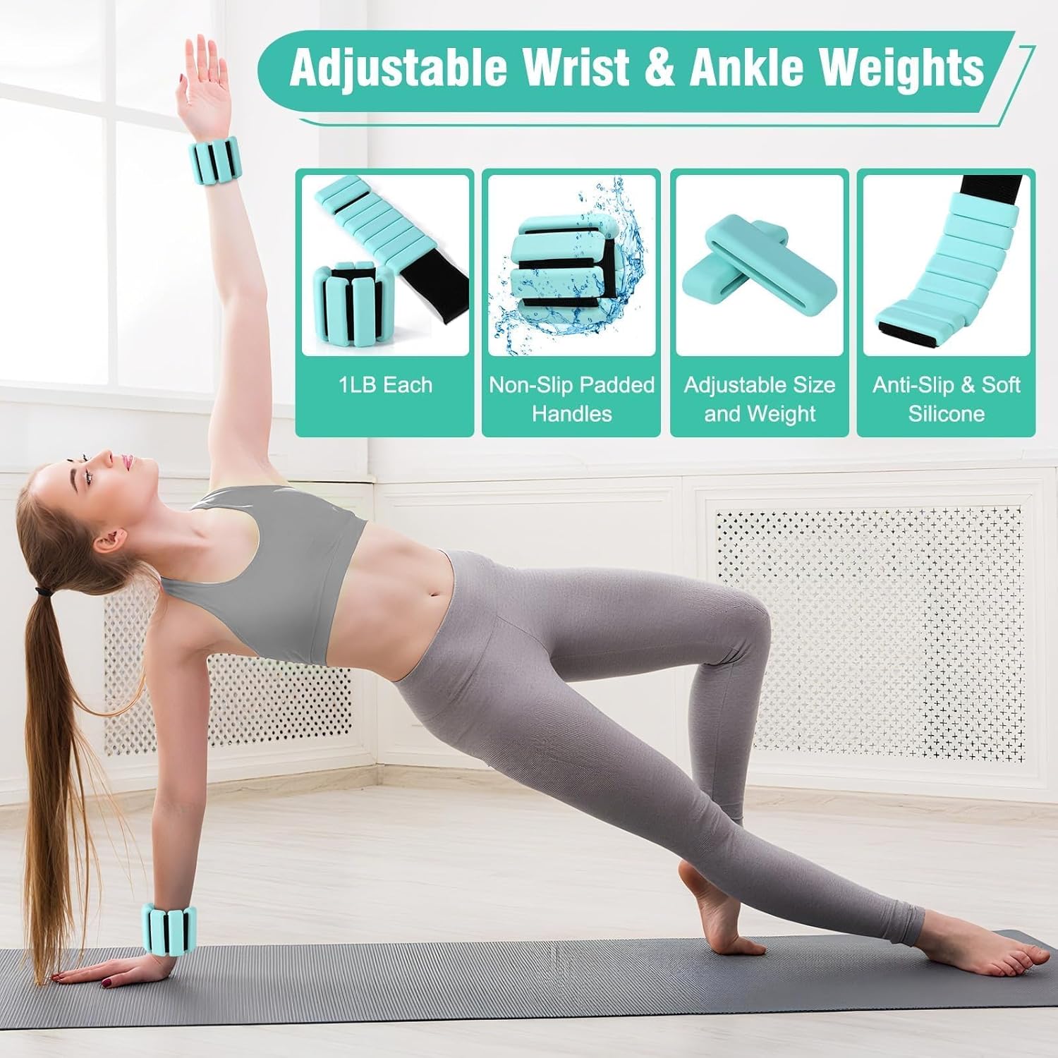 Detalle de Muuruu Pilates Equipment Kit for Home Workout (14" Magic Circle + Ball, Ring, Bands, Weights & Accessories)