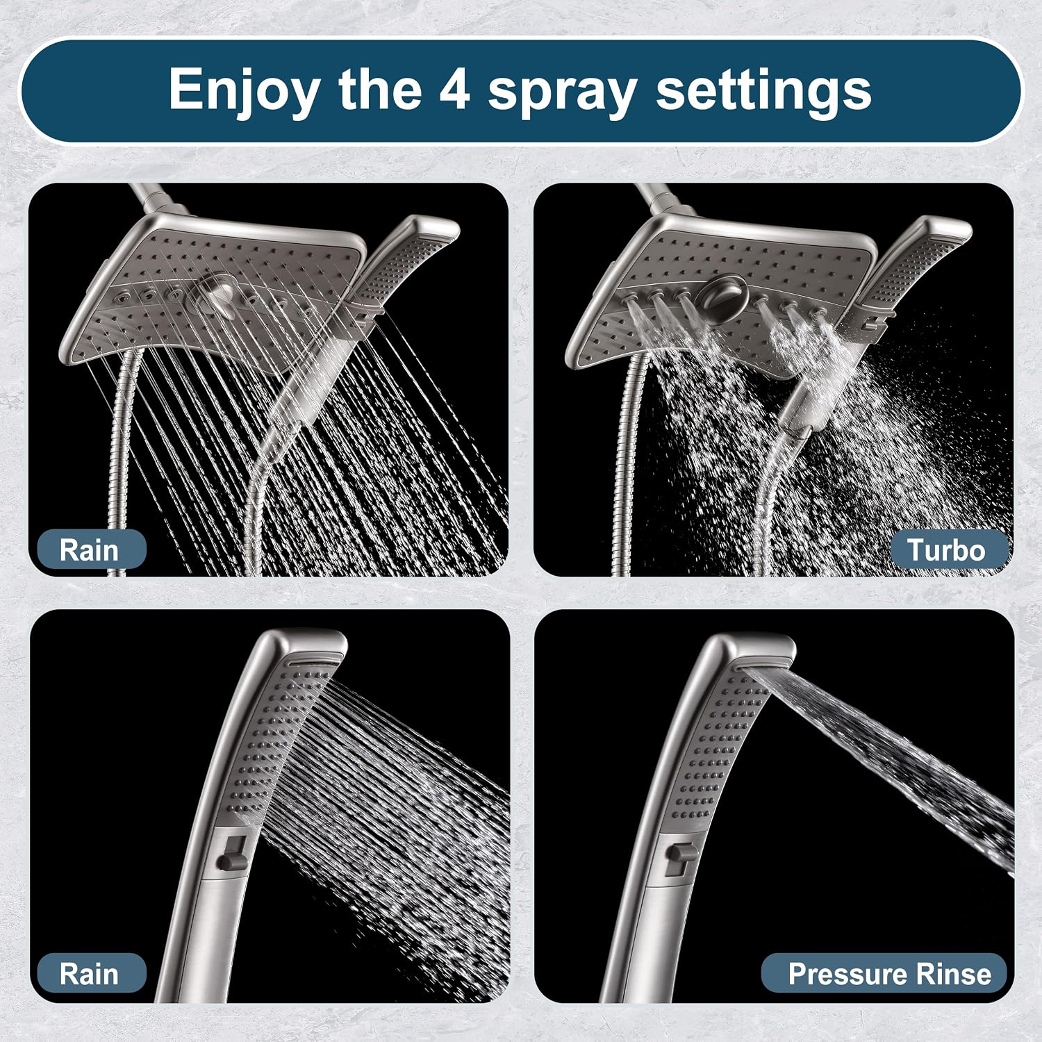 Detalle 2 de BRIGHT SHOWERS High Pressure Shower Head Combo, 2-Setting