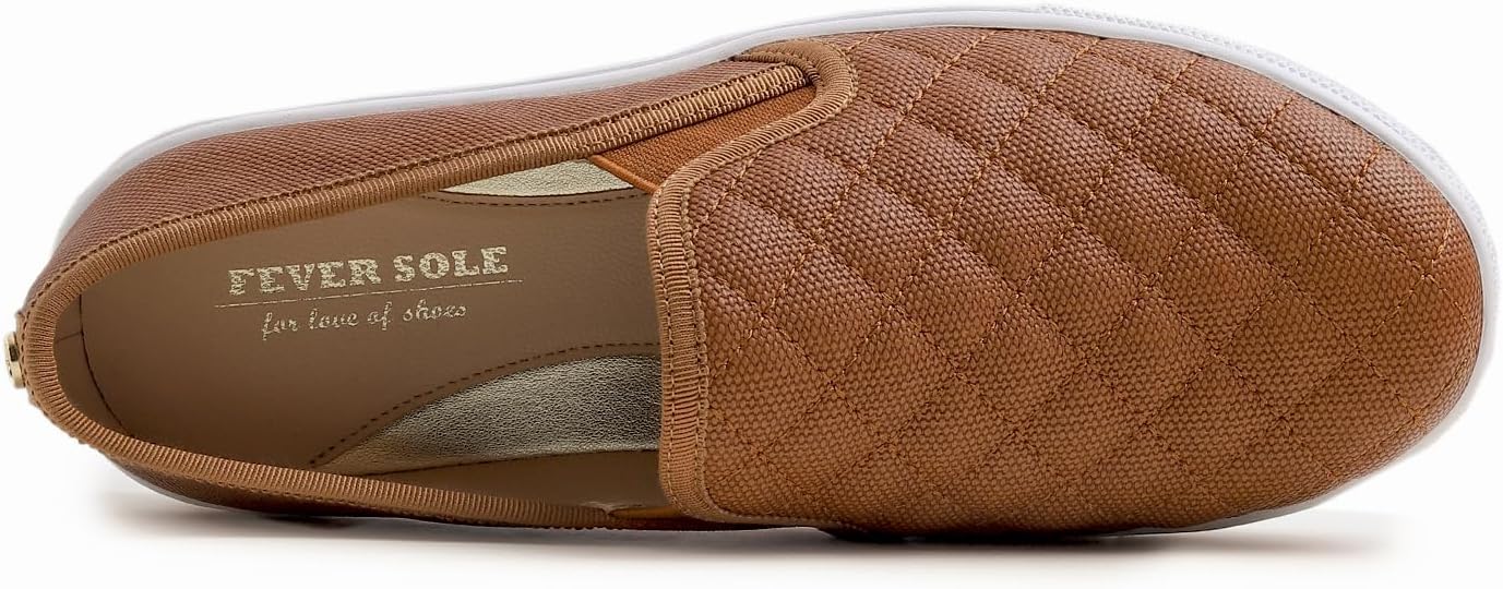 Detalle de Feversole Women's Slip-On Trainer – Casual Quilted Loafers with Comfort