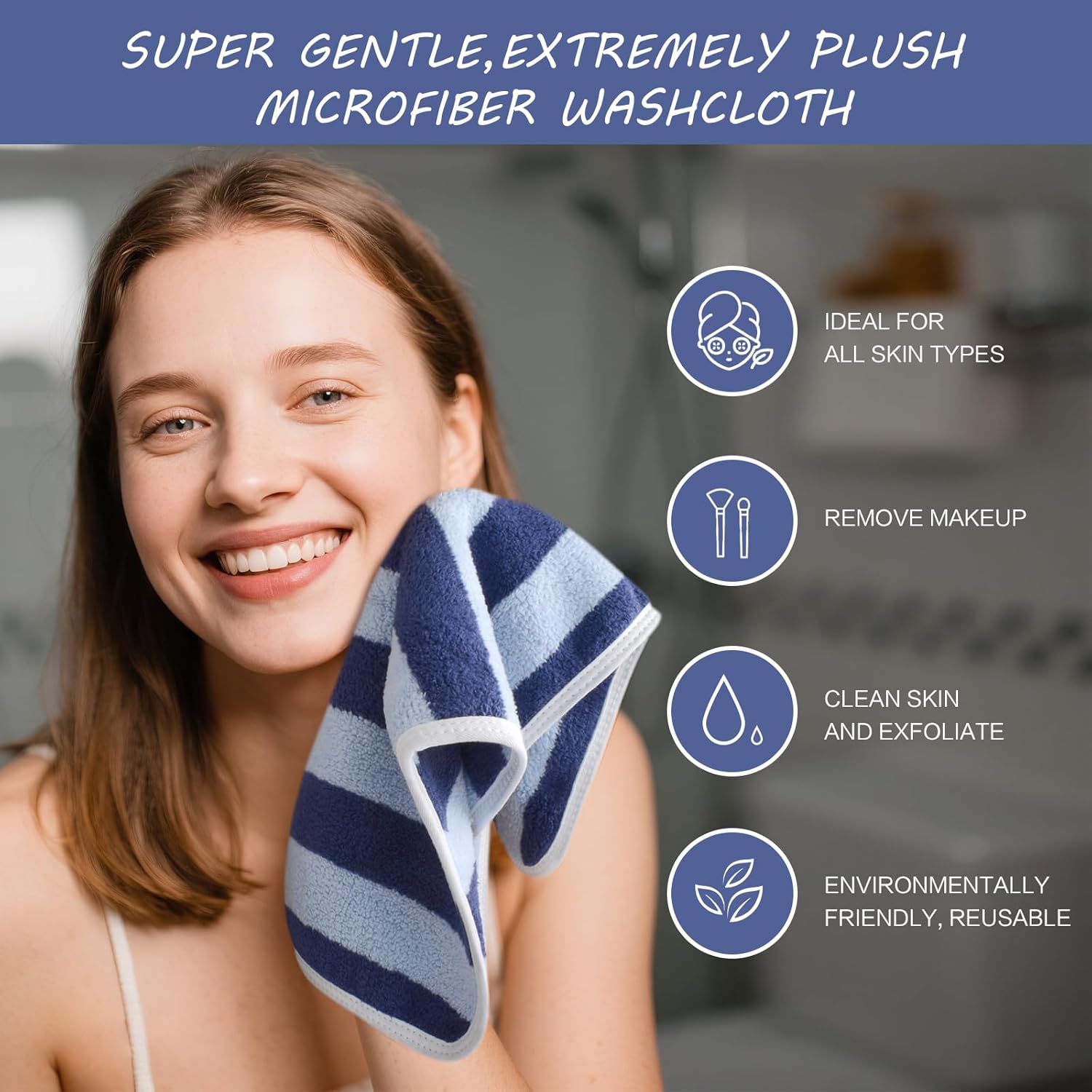 Thumbnail 3 de SINLAND Microfiber Facial Cloths Fast Drying Washcloths (12inch x 12inch) – Soft Makeup Remover & Washcloths Set