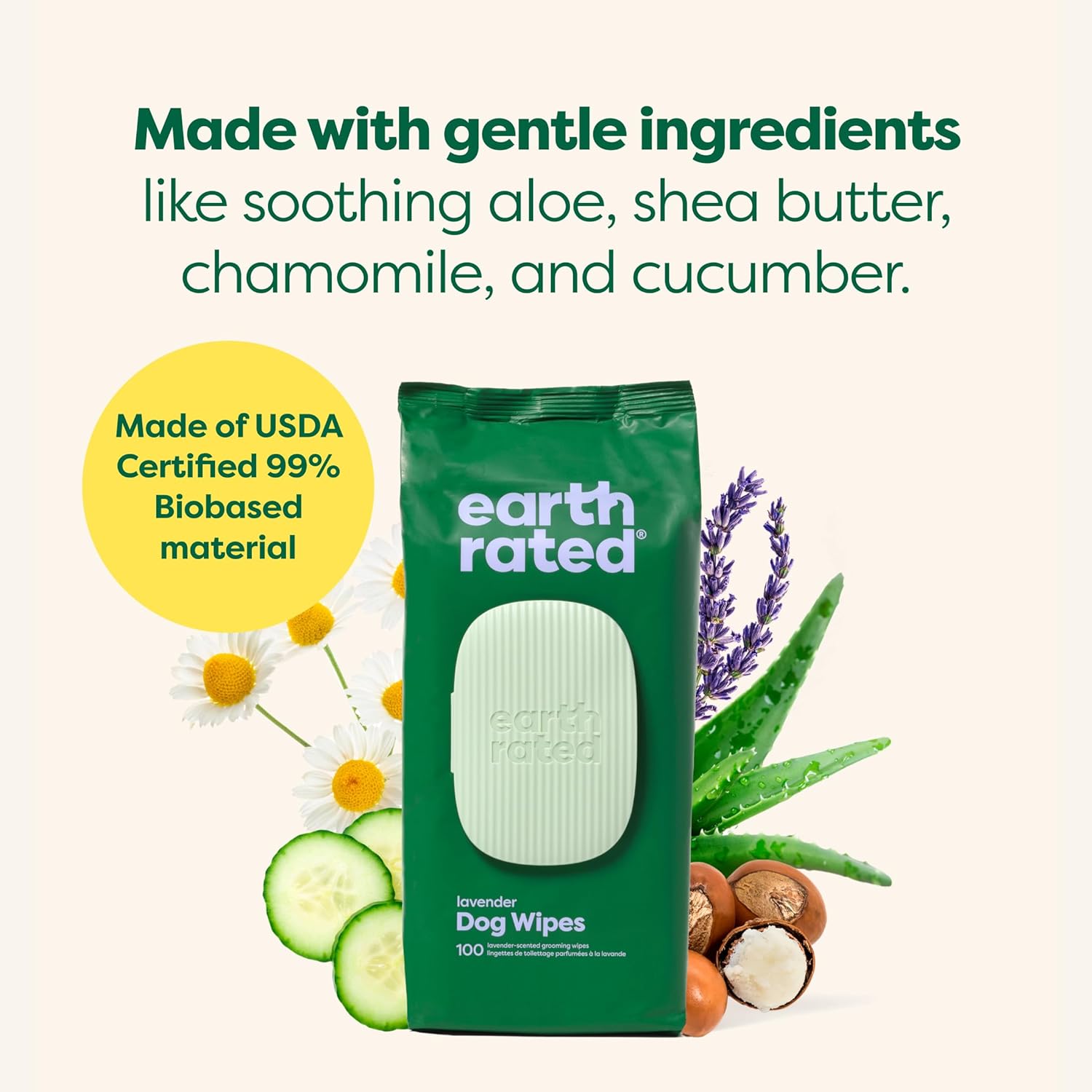 Detalle 2 de Earth Rated Dog Wipes (Hypoallergenic) with Lavender Scent, 100 Count