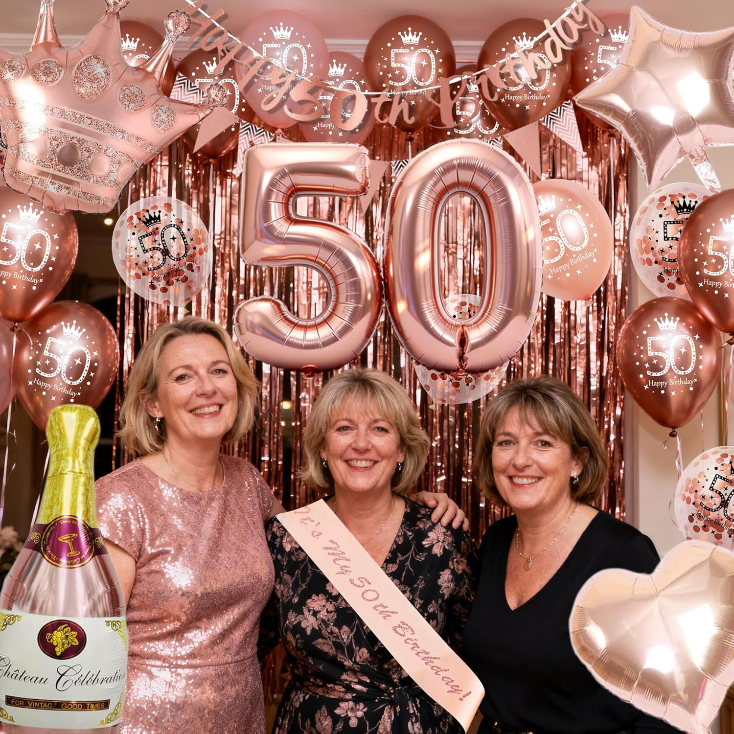 Thumbnail 3 de Rose Gold 50th Birthday Decoration Banner 🎉