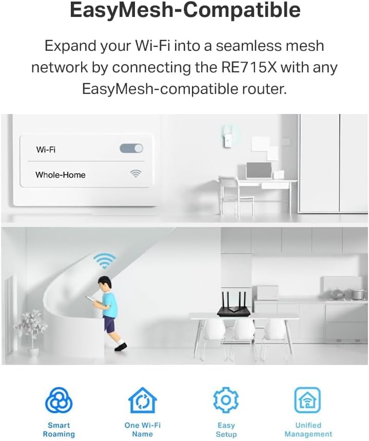 Detalle de TP-Link RE715X WiFi 6 AX3000 Range Extender with EasyMesh and UK Plug