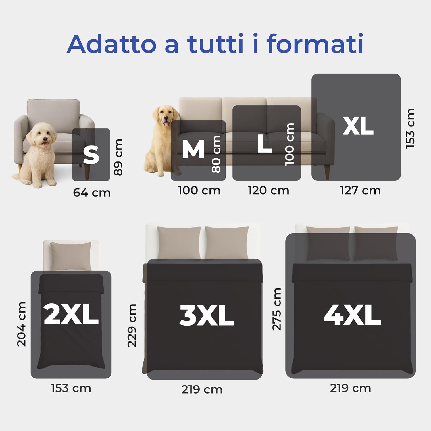 Thumbnail 3 de Dreamzie coperta impermeabile per cani 80x100 cm, reversibile lavabile in pile sherpa (grigio scuro)