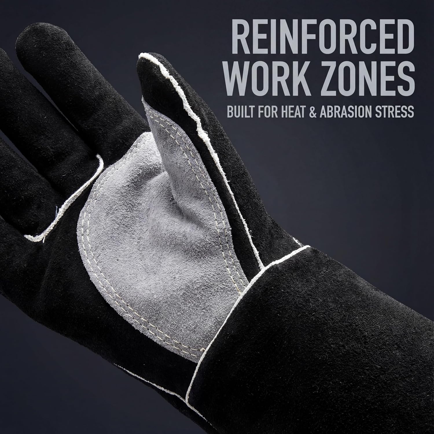 Thumbnail 4 de RAPICCA Welding Gloves Fire Heat Resistant (Black, 16in) – Double-layer fireproof leather for MIG, Stick & forge work