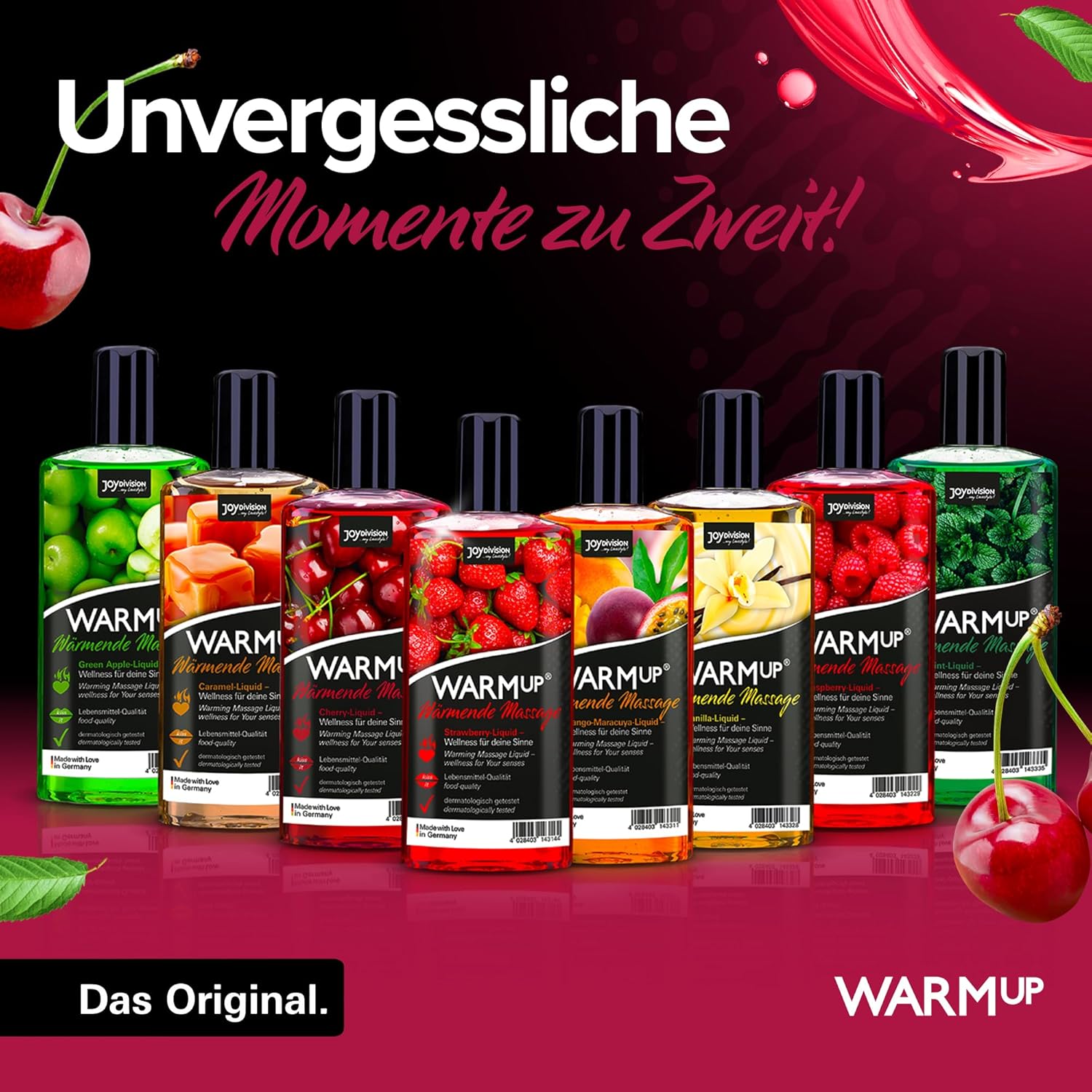 Detalle de JOYDIVISION WARMup 150 ml Massageliquid – Wärme-Effekt, Kirschduft und vegane Rezeptur