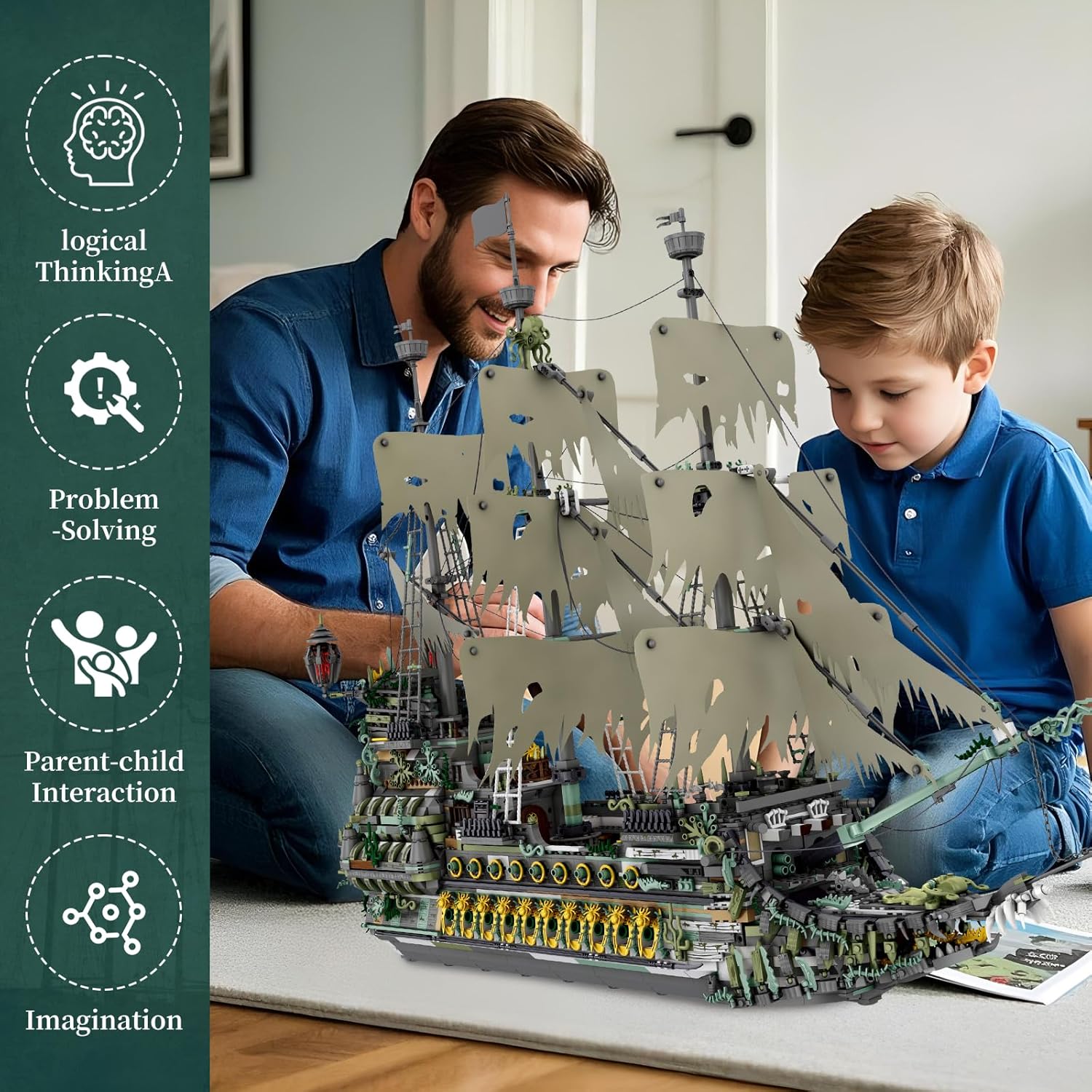Detalle de Reobrix Flying Dutchman 66037: Set di costruzione della nave pirata da 5503 pezzi