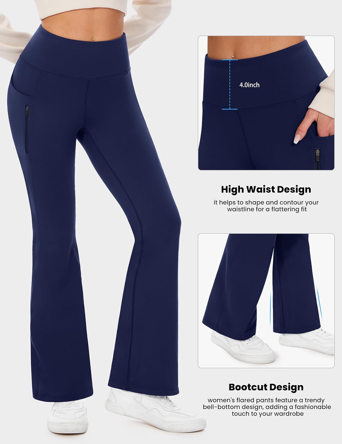 Detalle 1 de Desol Fleece-Lined Women's Hiking Pants, Waterproof High Waist, Flared Fit