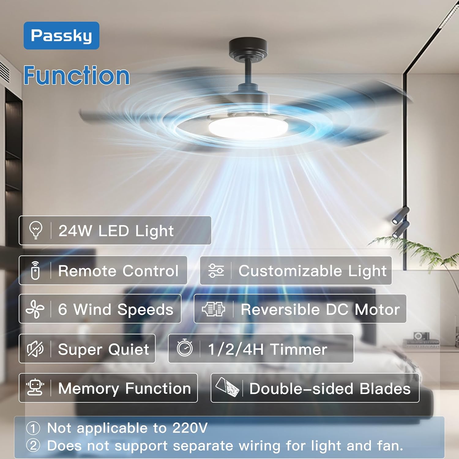 Thumbnail 1 de Passky 52-Inch Ceiling Fan with Light