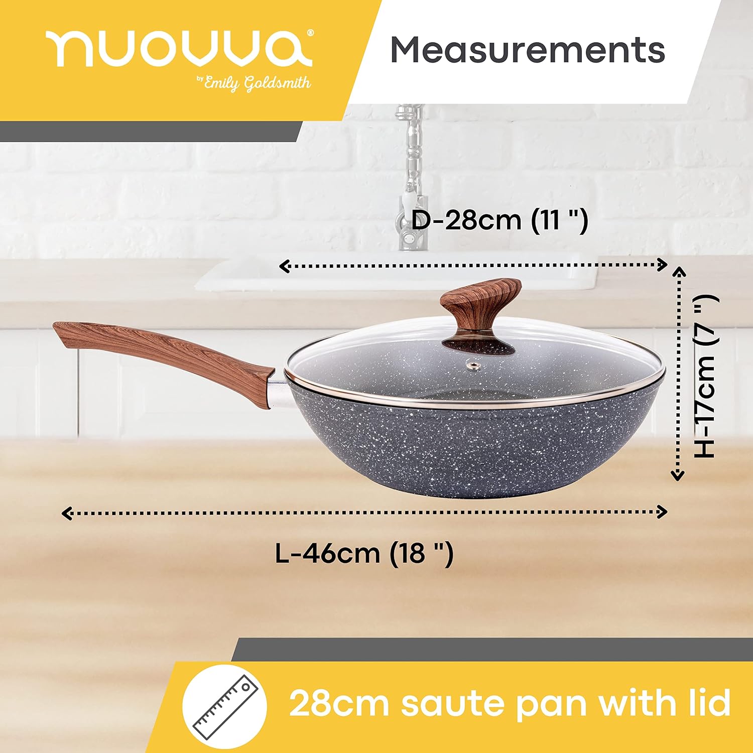 Detalle 2 de nuovva Induction Wok Pan 28cm