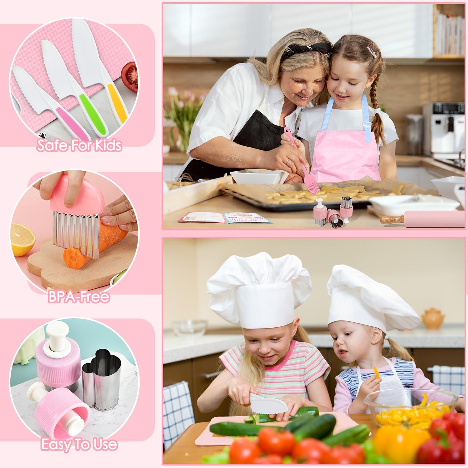 Detalle de 37PCS Kids Cooking Set Real: Safe, Beginner Kitchen Kit for Ages 3–8