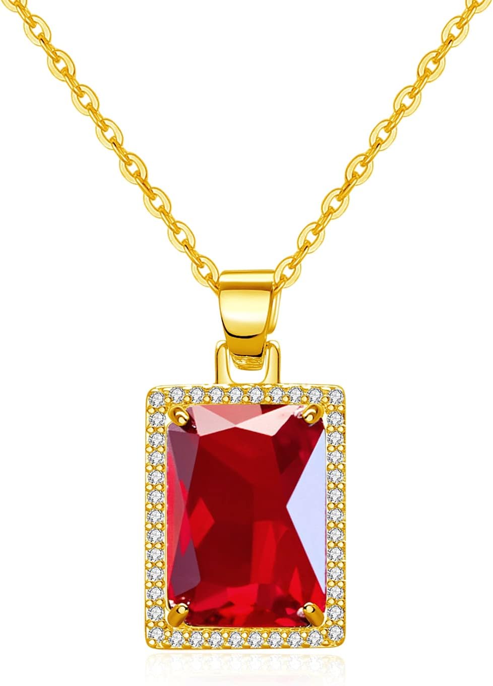 Detalle de VONSSY Elegant Rectangle Gemstone Pendant 18"