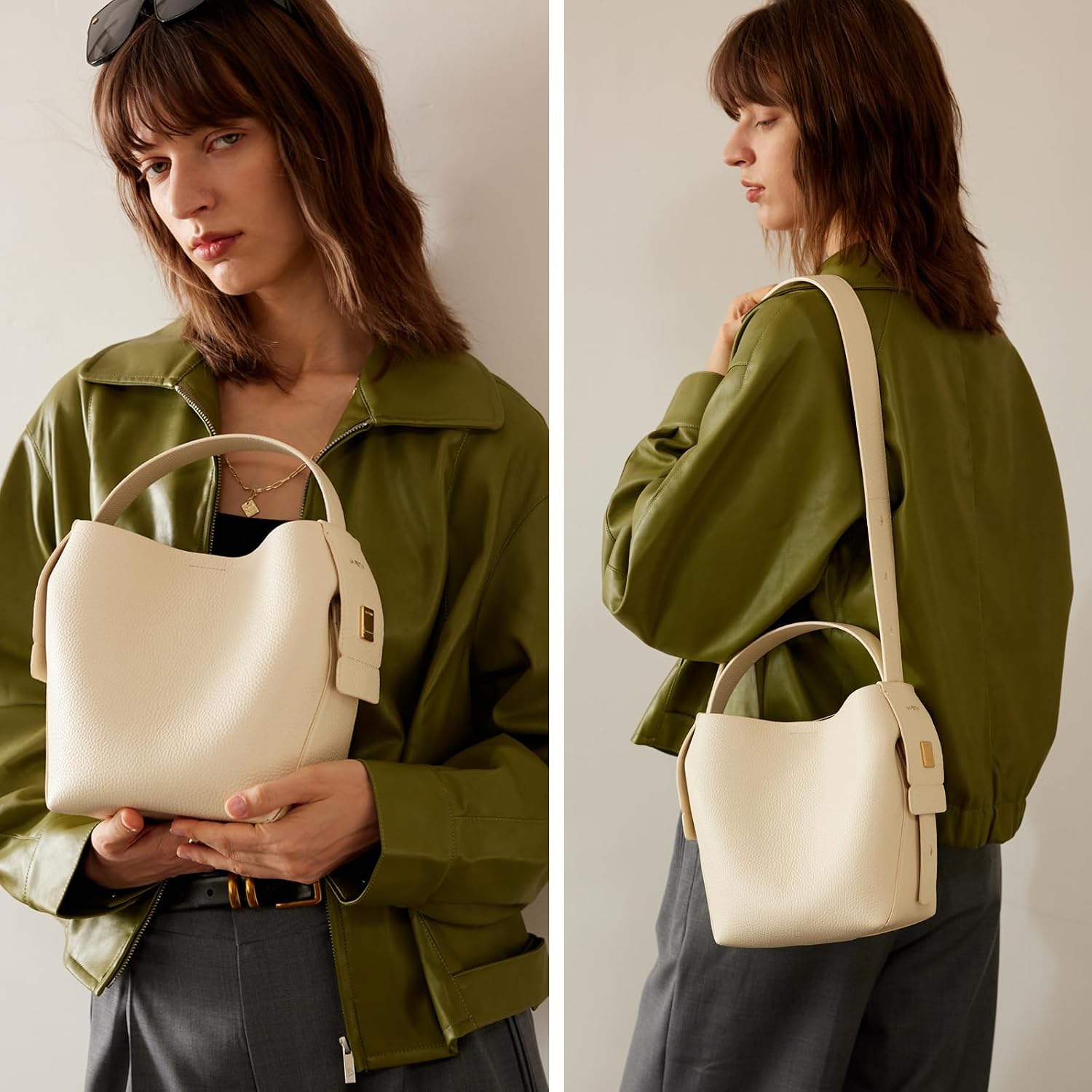 Detalle de LA FESTIN Cowhide Bucket Bag