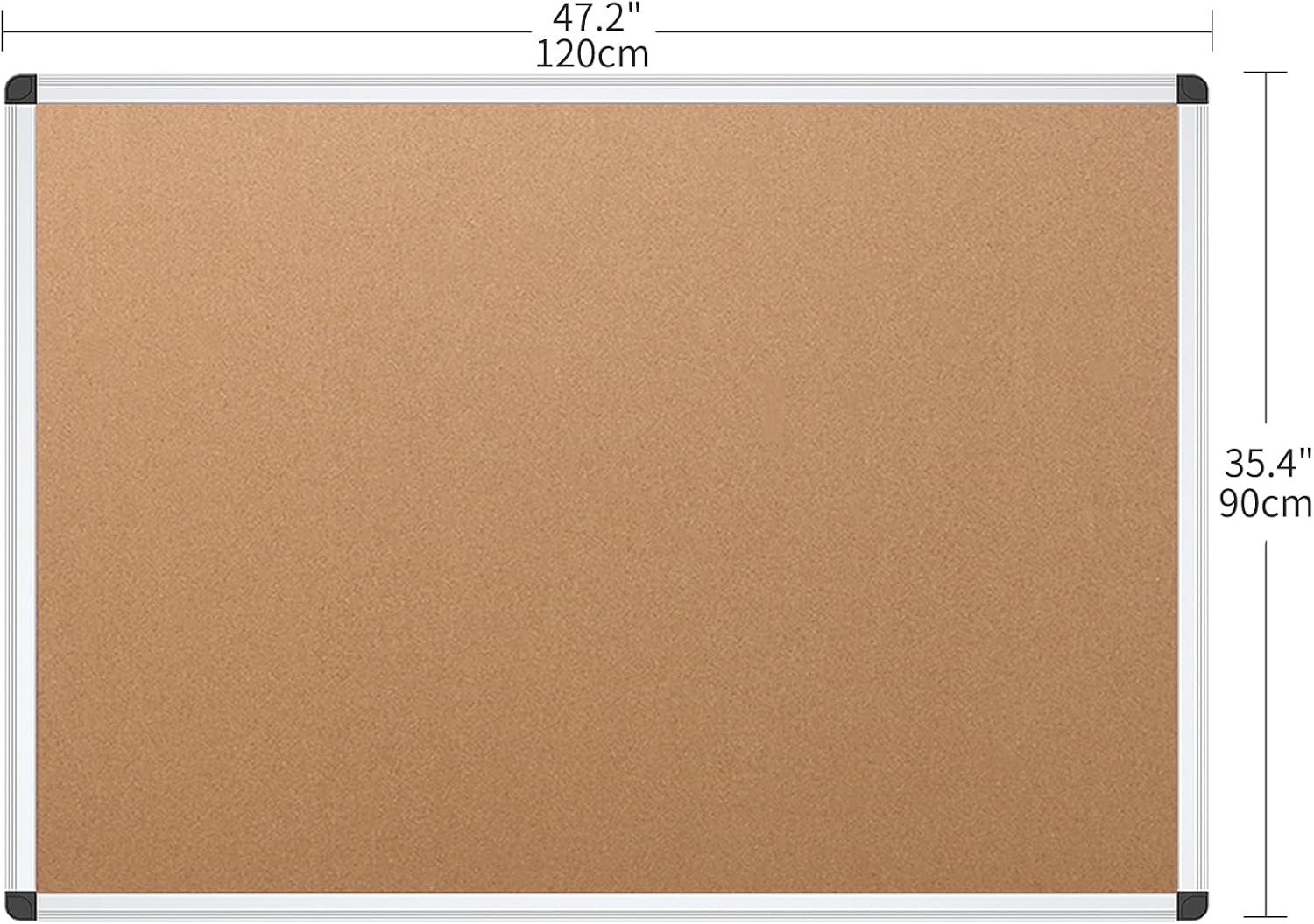 Detalle 2 de VIZ-PRO Cork Notice Board 120x90cm with Silver Aluminium Frame
