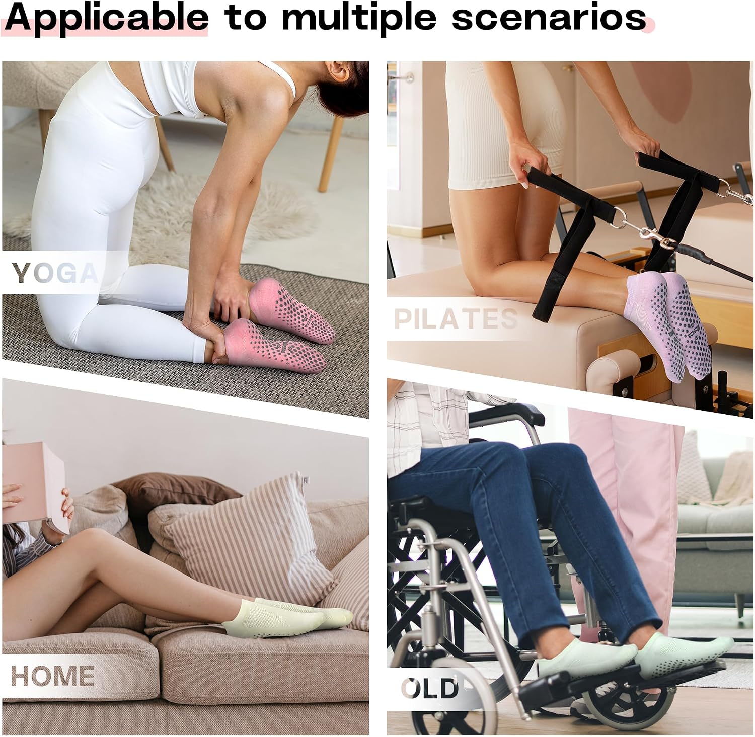 Thumbnail 5 de Muezna Pilates Grip Socks, 6-Pair Pack