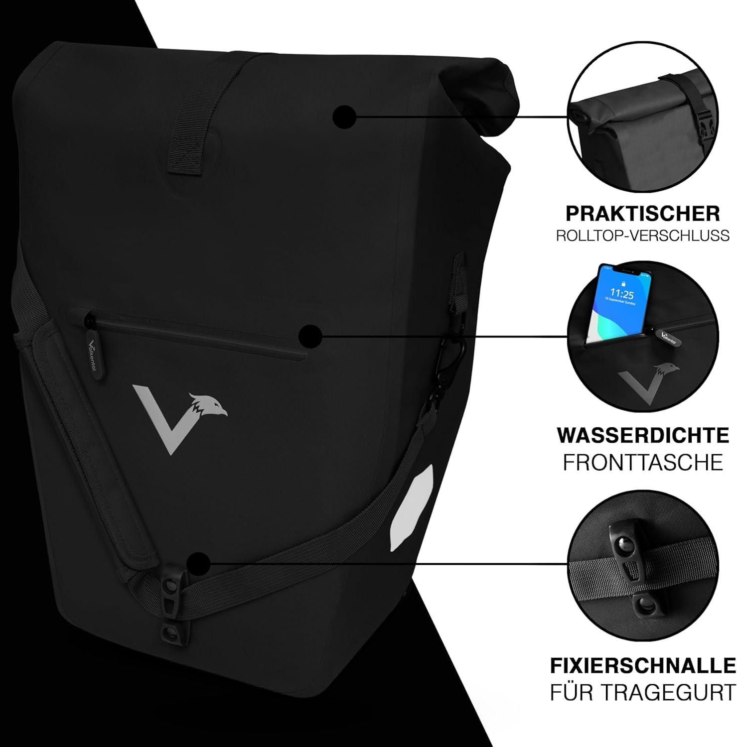 Detalle 1 de Valkental Große 28L Gepäckträgertasche