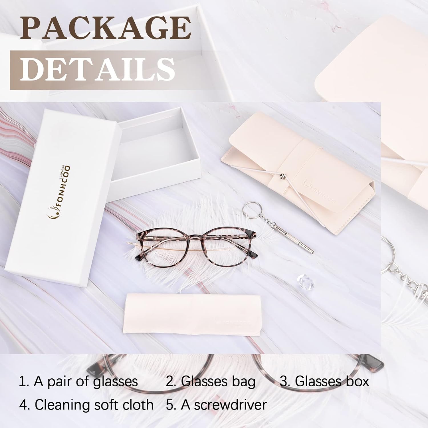 Thumbnail 6 de FONHCOO Blue Light Blocking Glasses for Computer Use – TR90 Round Transparent Frames