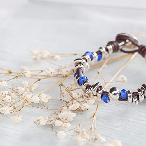 Thumbnail 2 de NILUXE DESIGN pulsera de cuero y zamak bañada en plata con cristales checos (estilo boho)