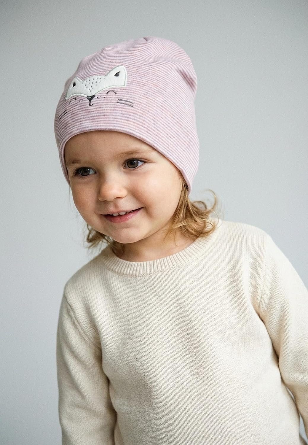 Detalle de Sterntaler Mädchen Beanie-Mütze Beanie Katze – Melange-Look mit Katzengesicht