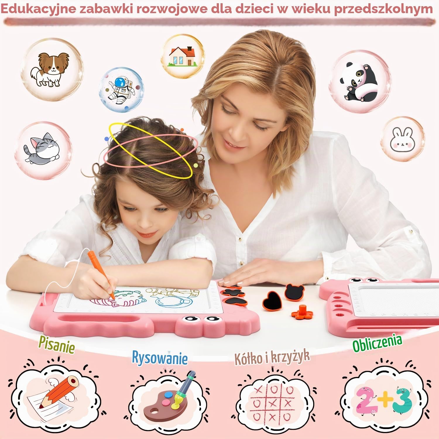Thumbnail 2 de AiTuiTui KLW8820 – magnetyczna tablica do rysowania, 4 kolory i stemple