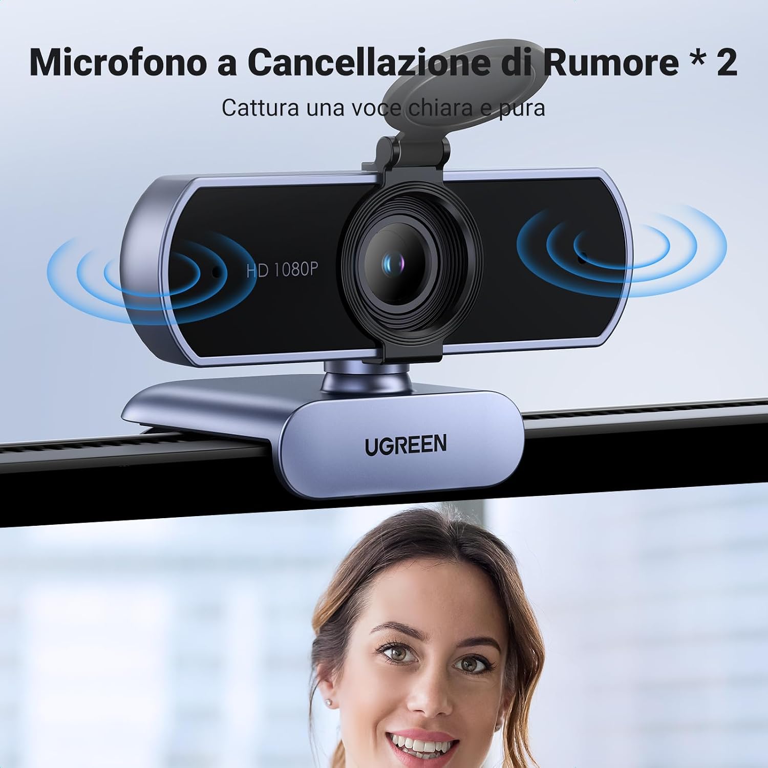 Detalle de UGREEN Webcam Full HD 1080P 30FPS con Microfono Incorporato – ideale per videoconferenze e live streaming