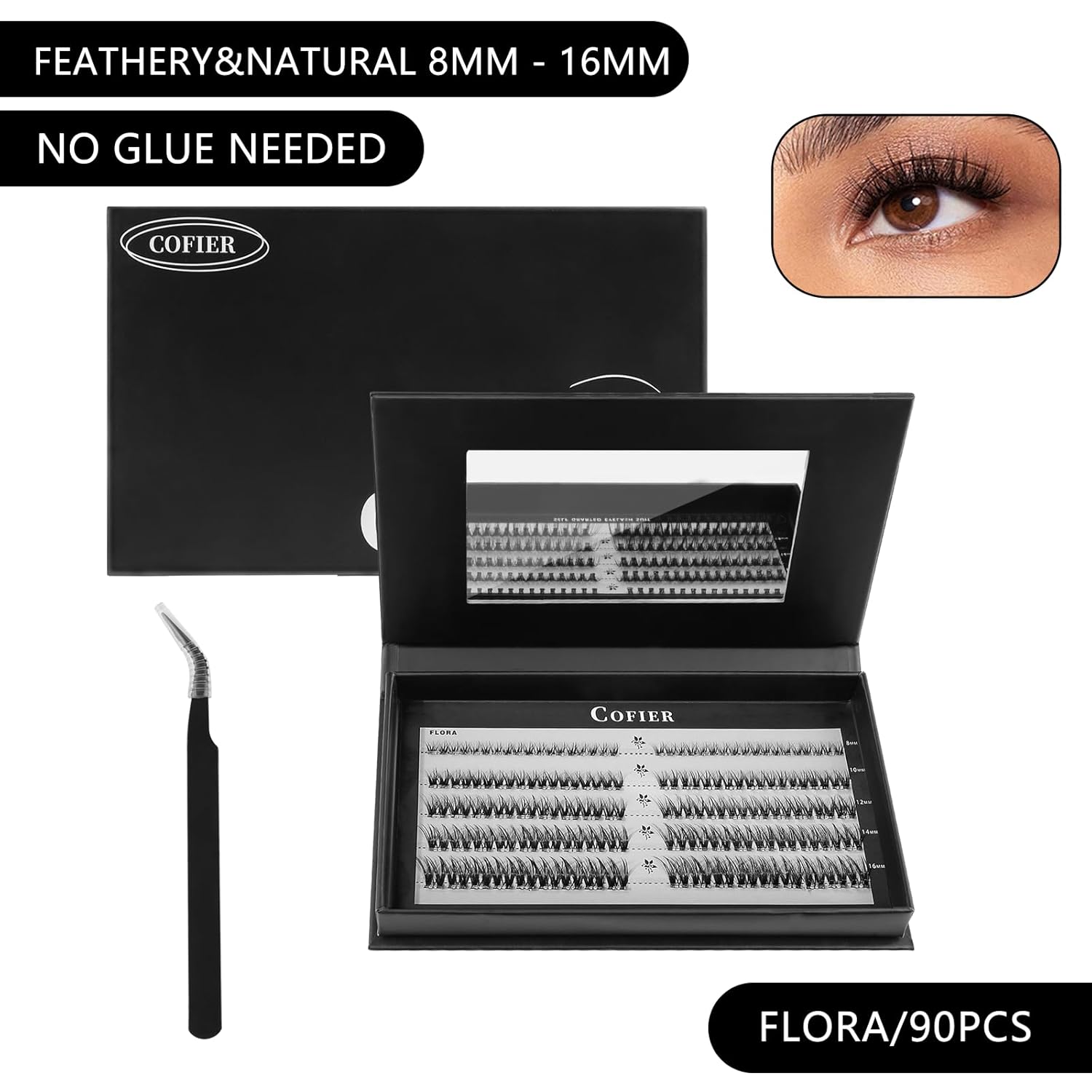 Thumbnail 6 de Glue-Free Wispy Lash Clusters Kit (90 Pcs) by Cofier — DIY Lash Extensions for Home Use