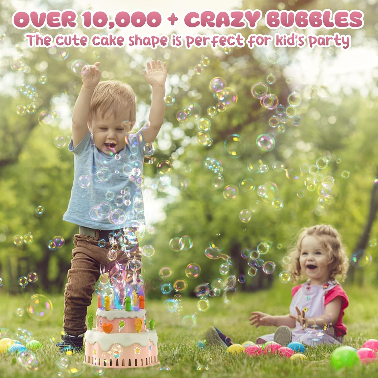 Thumbnail 2 de Panacare Geburtstagskuchen Seifenblasenmaschine – Kuchen-Design, Musik & 10.000+ Blasen/Min