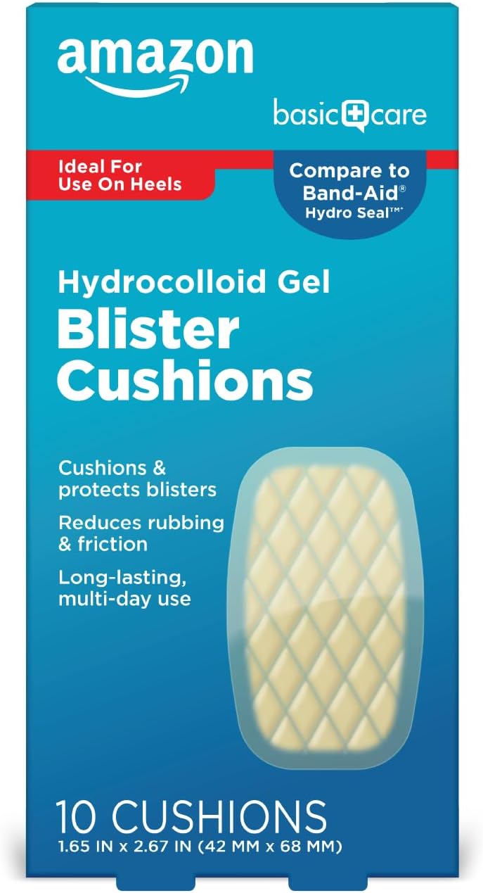 Detalle de Amazon Basic Care Extreme Hydrocolloid Gel Blister Cushion Bandages (10 ct) for friction & heel blisters